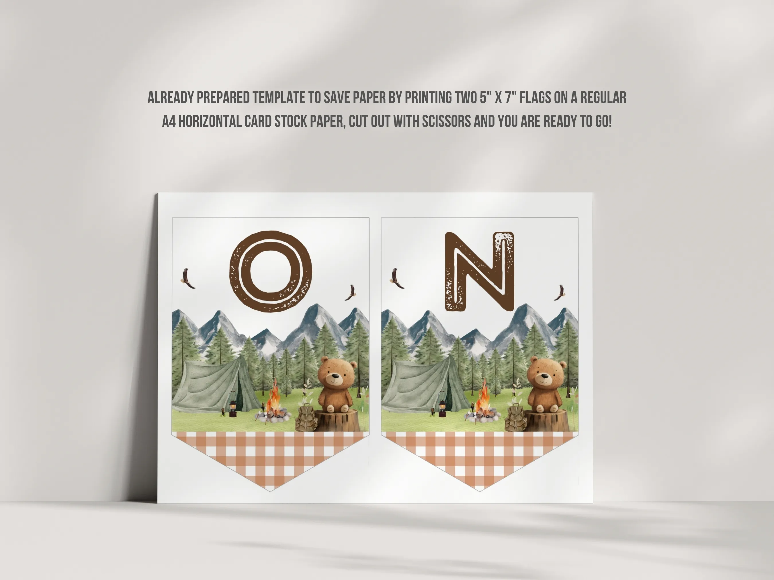 One Happy Camper High Chair Banner | Woodland Birthday Party ONE Banner | Editable Canva Template | Digital Download