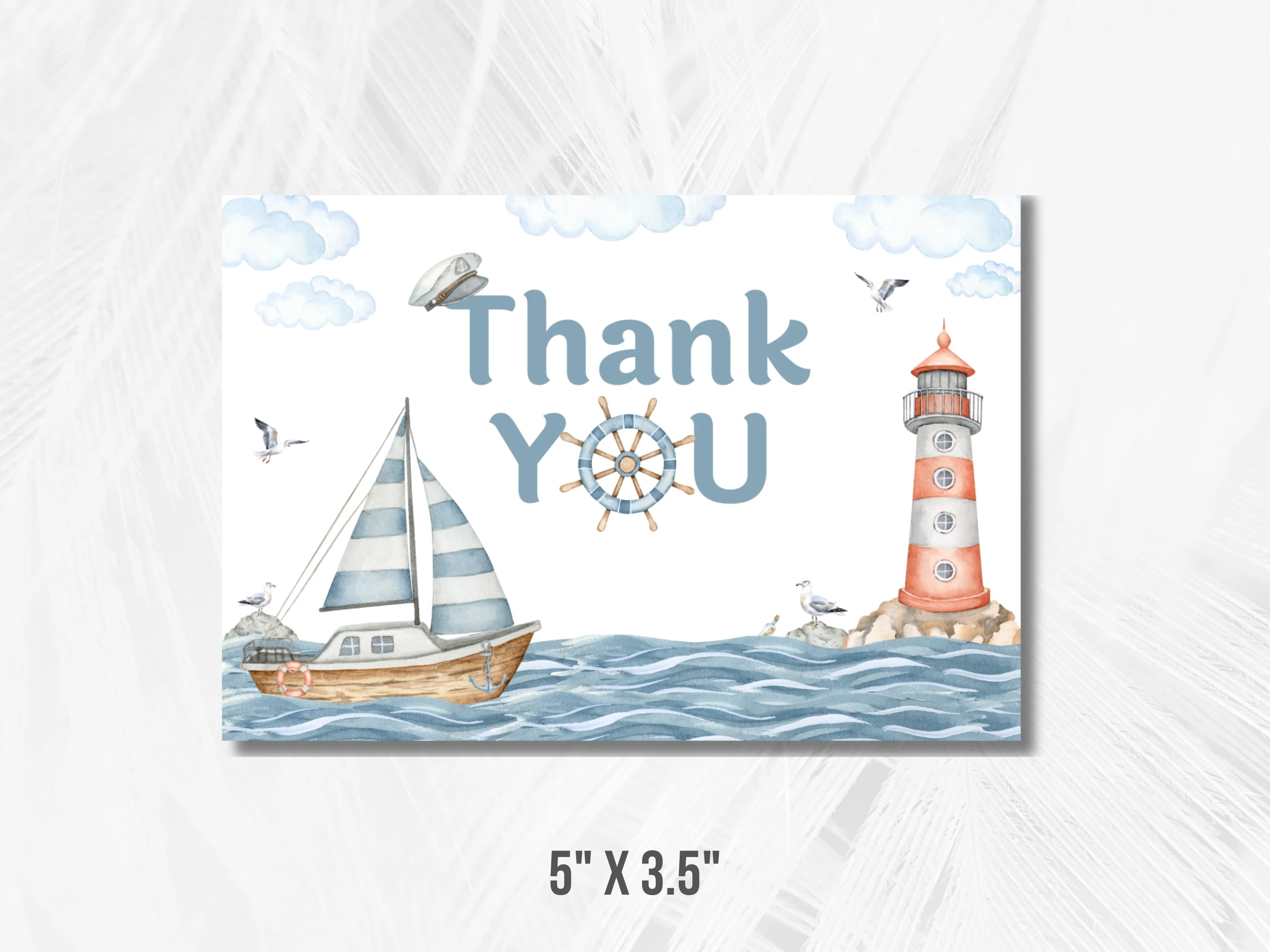 Nautical Baby Shower Thank You Card | Ahoy It's a Boy Baby Shower Thank You Note | Editable Canva Template | Digital Download