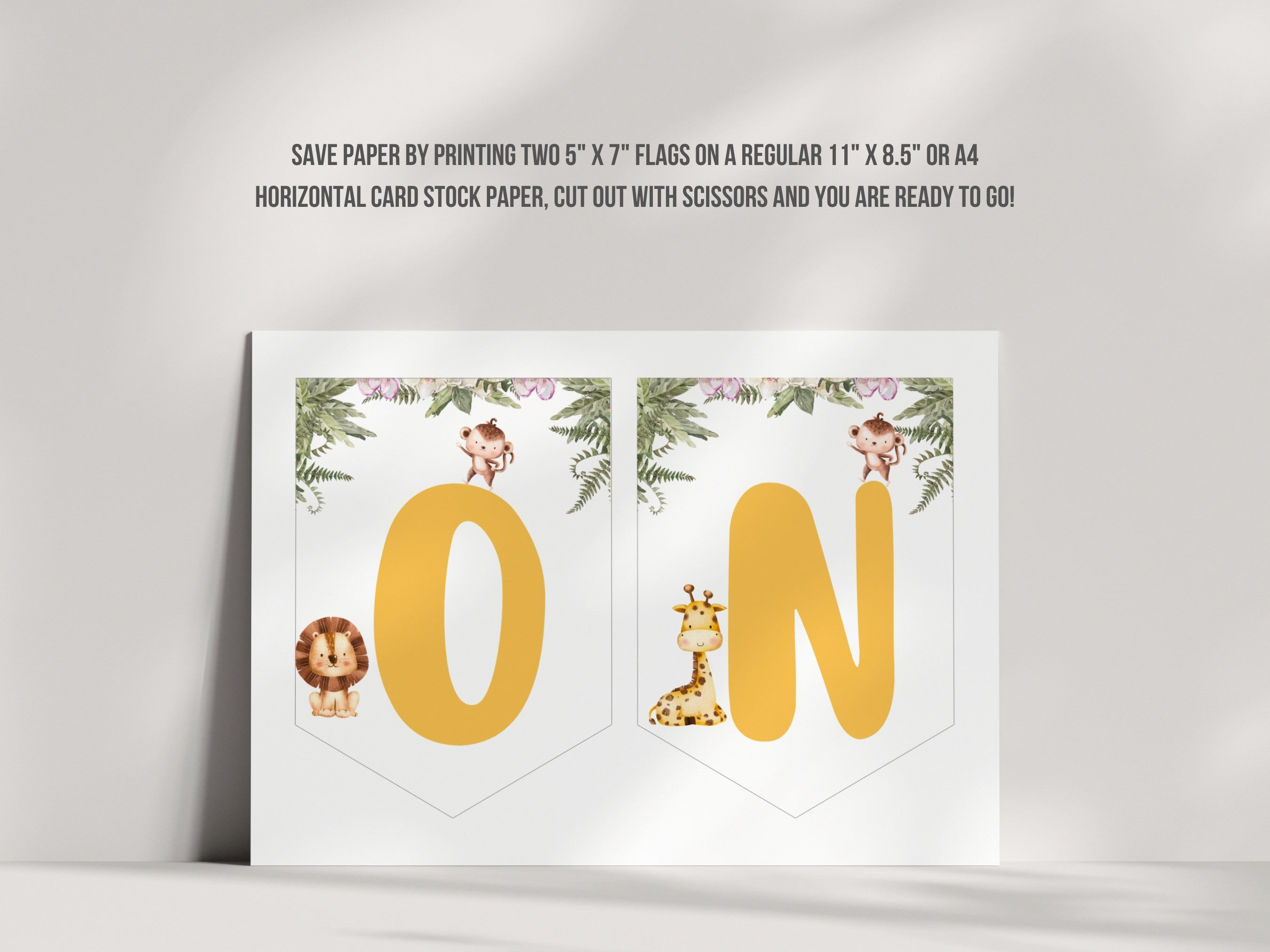 Wild One Birthday High Chair Banner | Jungle ONE Banner | Safari Animals Birthday Bunting | Editable Canva Template | Digital Download