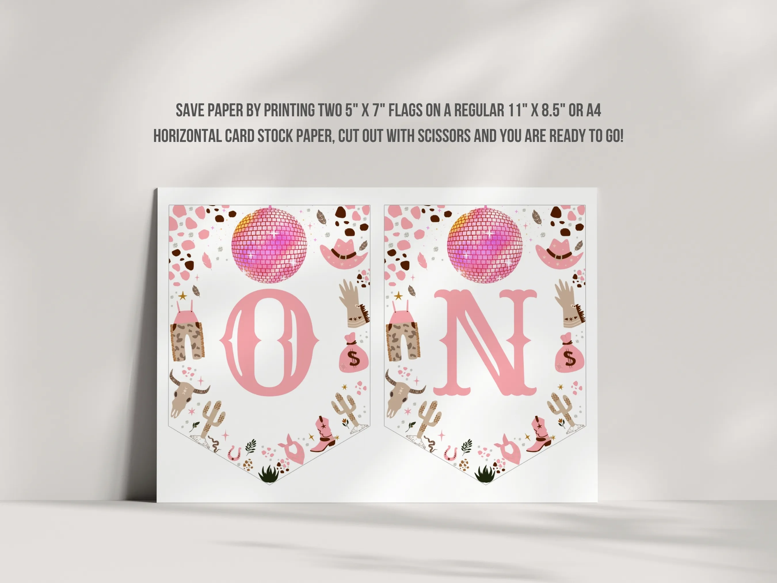 Disco Cowgirl My First Rodeo Birthday High Chair Banner | Space Cowgirl One Birthday Banner | Editable Canva Template | Digital Download