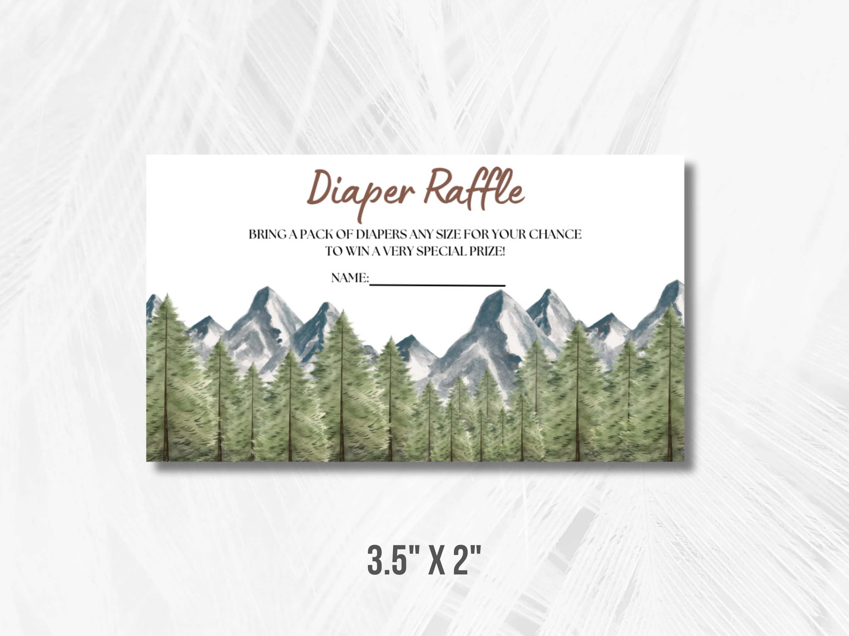 Adventure Awaits Baby Shower Diaper Raffle Card | Woodland Books For Baby Card | Editable Canva Template | Digital Download