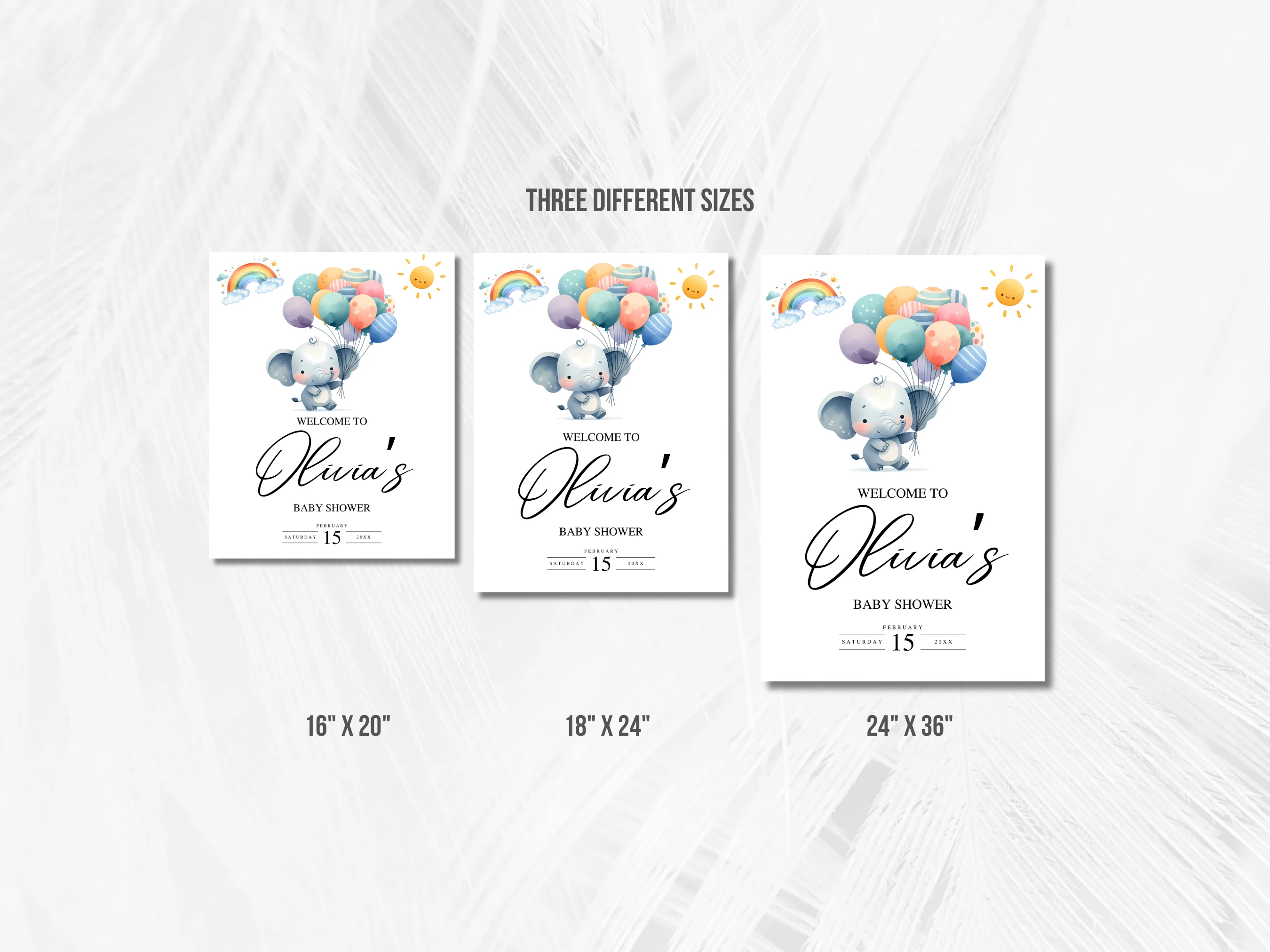 Elephant Baby Shower Welcome Sign | Little Peanut Balloon Rainbow Welcome Board | Editable Canva Template | Digital Download