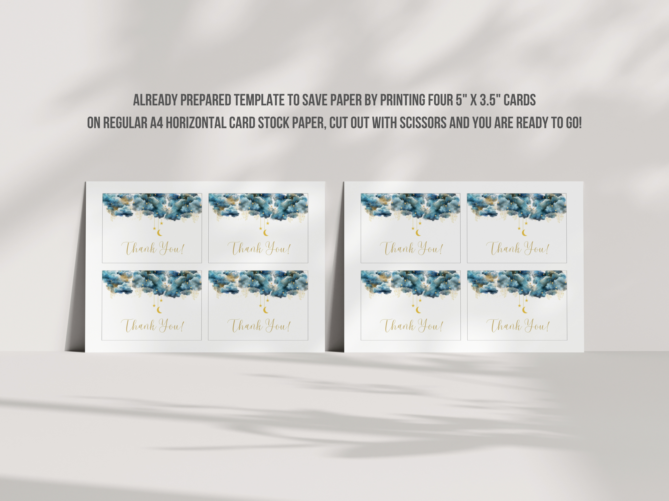 Twinkle Little Star Baby Shower Thank You Card | Over The Moon Baby Shower Thank You Note | Editable Canva Template | Digital Download