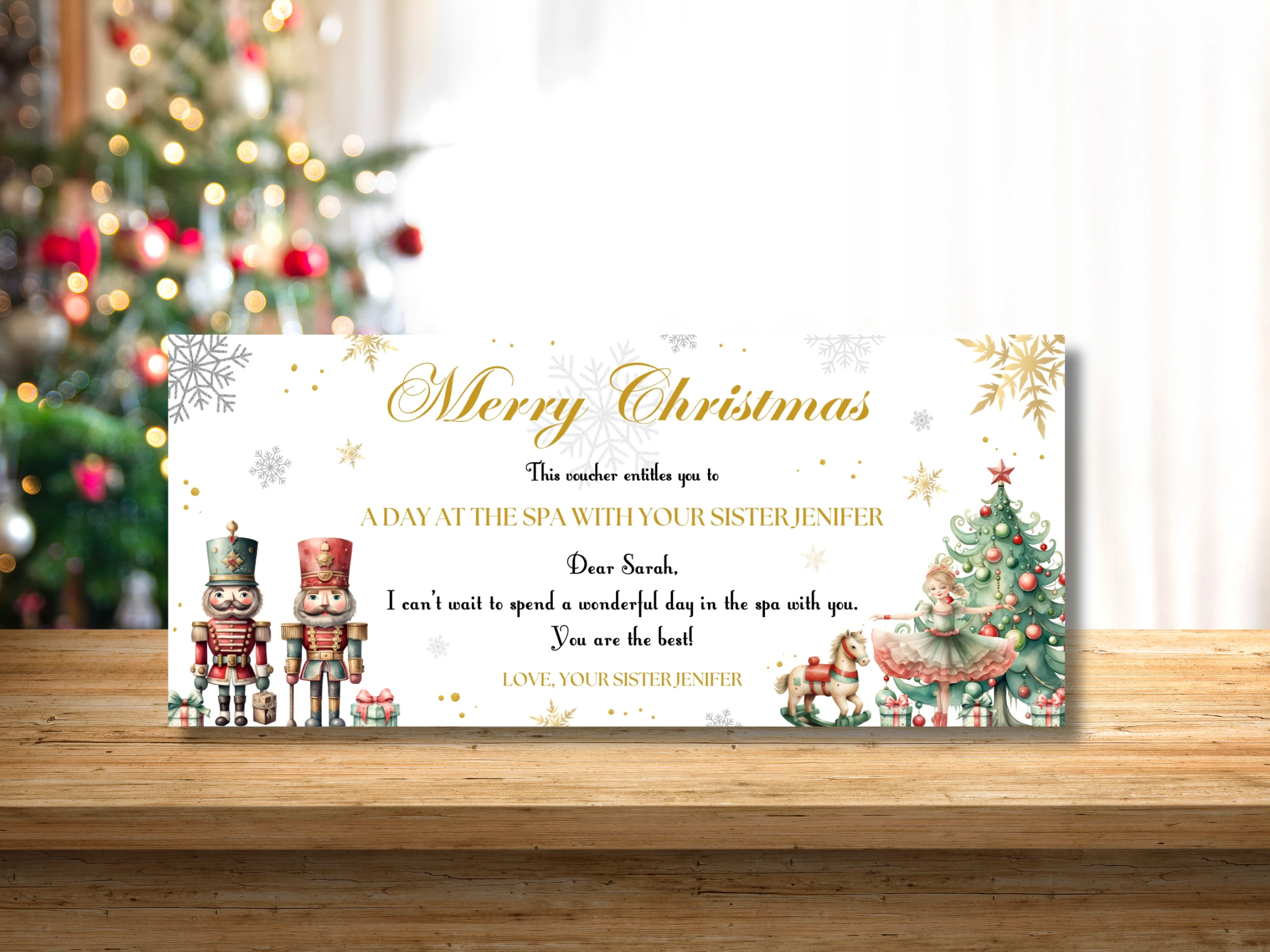 Nutcracker Christmas Gift Certificate Template | Holiday Gift Voucher | Editable Canva Template | Digital Download