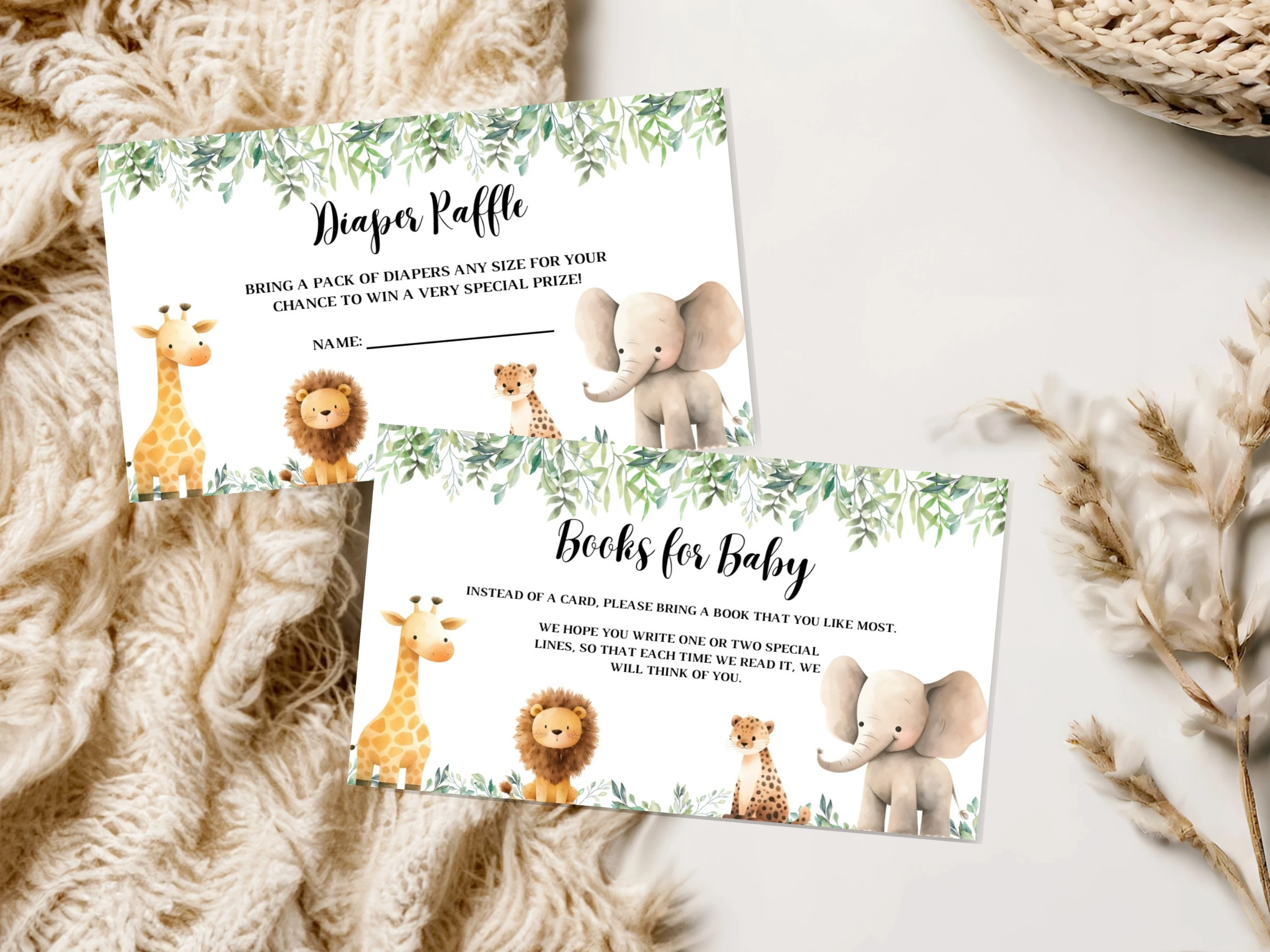 Safari Baby Shower Invitation Set | Jungle Animals Wild One Starter Pack | Editable Canva Template | Digital Download