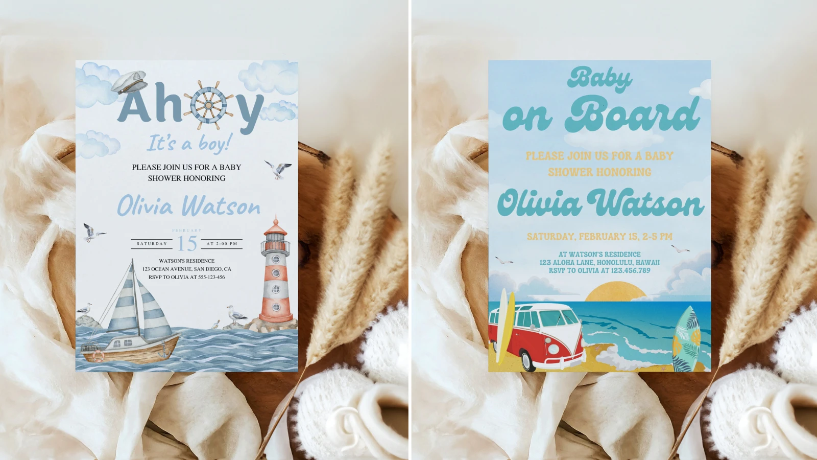 Printable baby shower invitations in popular themes, editable Canva templates for instant download – fllcdesigns