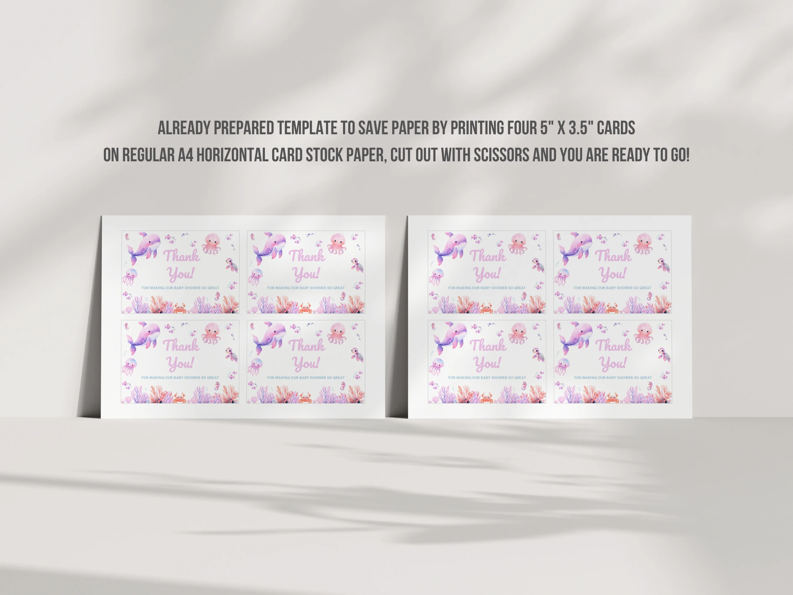 Under The Sea Baby Shower Thank You Card | Ocean Baby Shower Thank You Note | Editable Canva Template | Digital Download