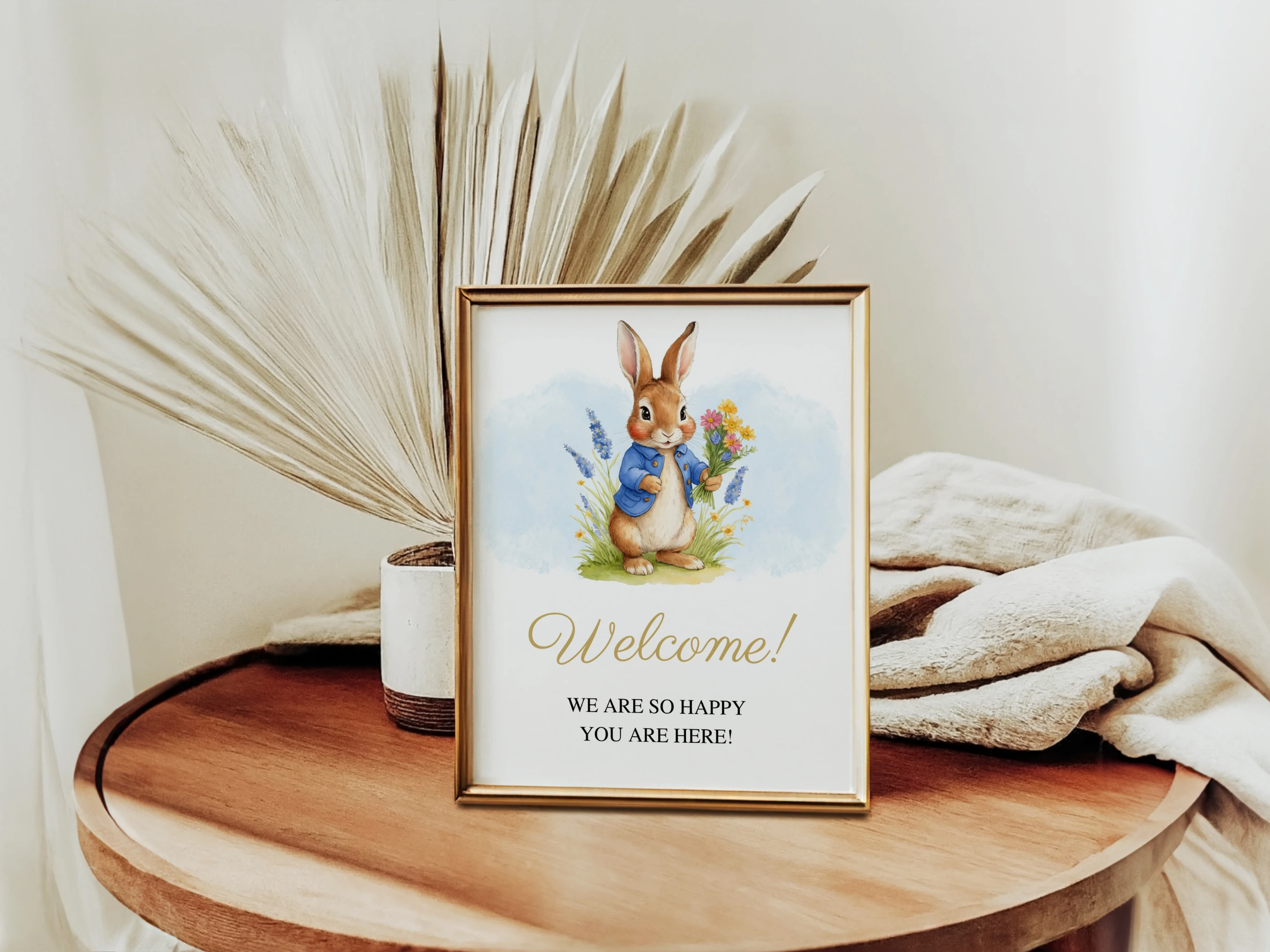Peter Rabbit Baby Shower Table Signs | Flopsy Bunny Late Night Diapers Sign | Pacifier Hunt Sign | Editable Canva Template | Digital Download