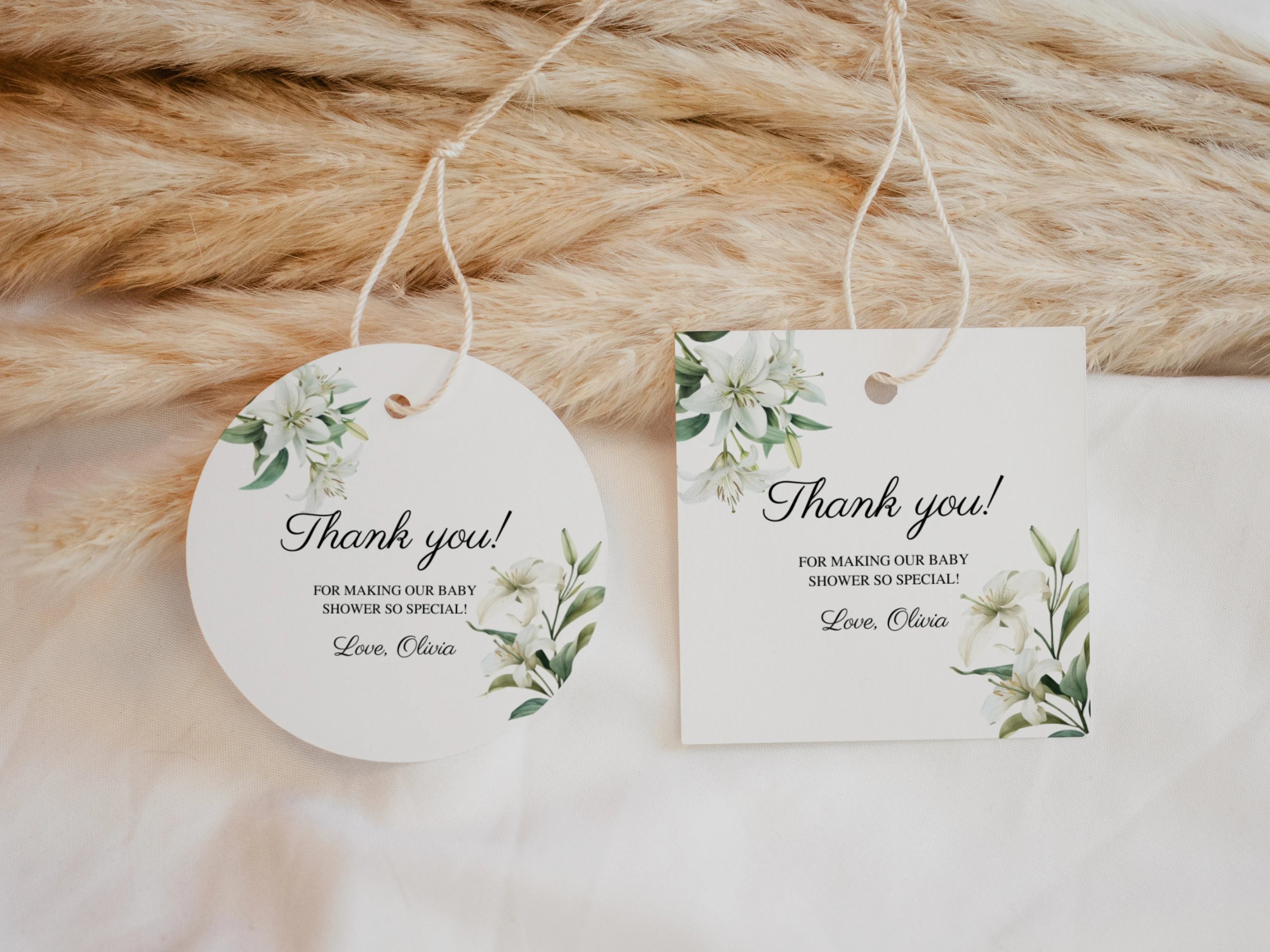 Baby In Bloom Baby Shower Thank You Tags | Wildflower Greenery Spring Favor Tags | Editable Canva Template | Digital Download