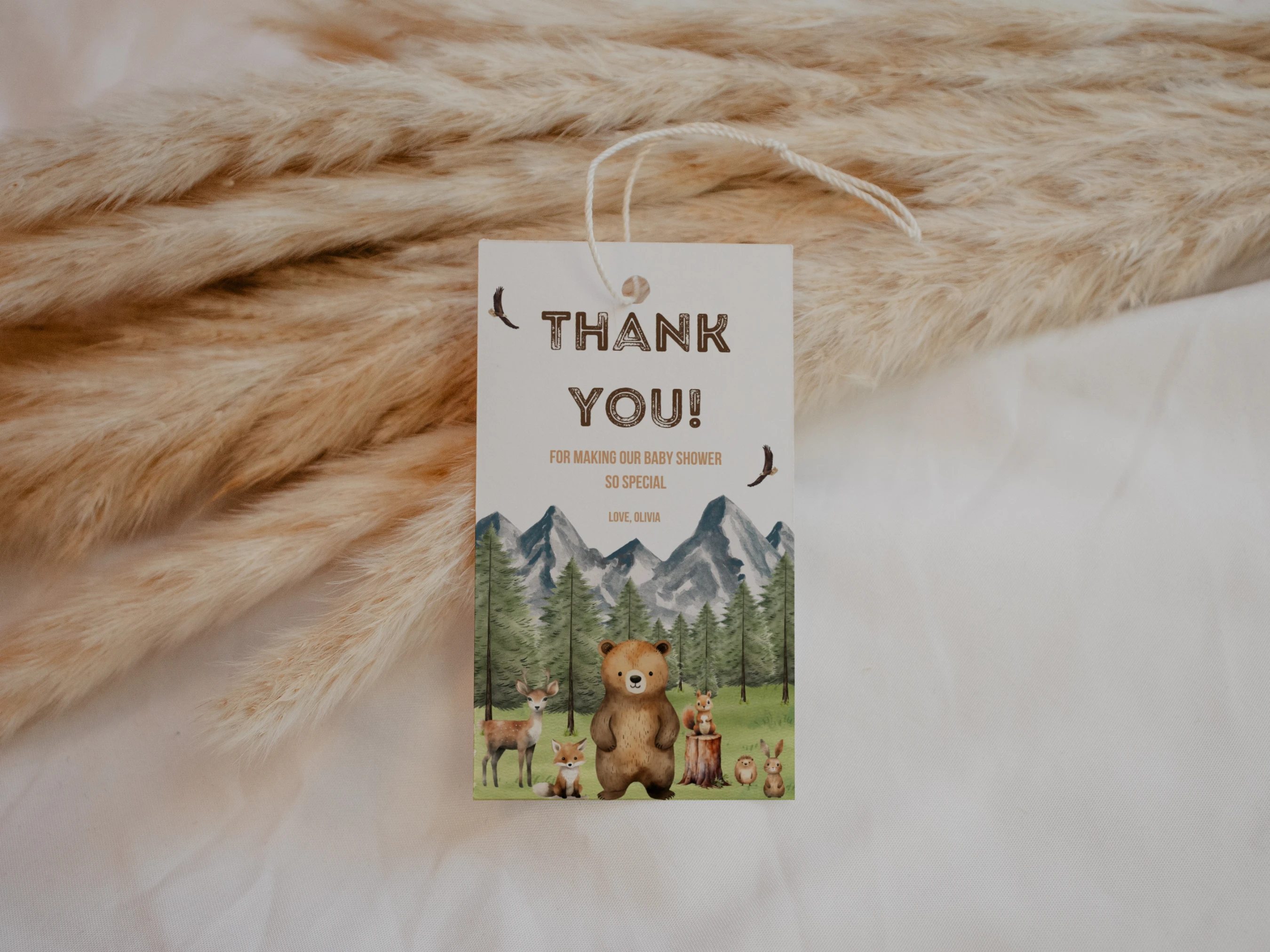 Woodland Baby Shower Thank You Tags | Forest Animals Adventure Awaits Favor Tags | Editable Canva Template | Digital Download