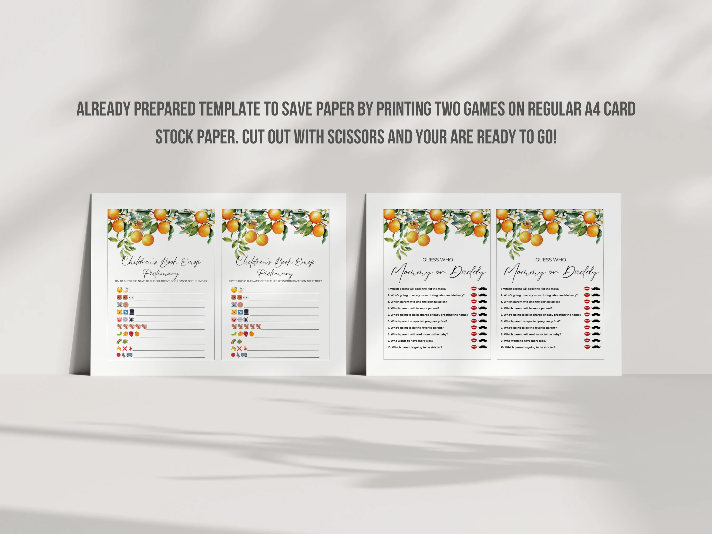 Little Cutie Baby Shower Games Bundle | Orange Baby Shower Bingo Printable Games | Clementine Baby Shower Party Games | Editable Canva Template | Digital Download