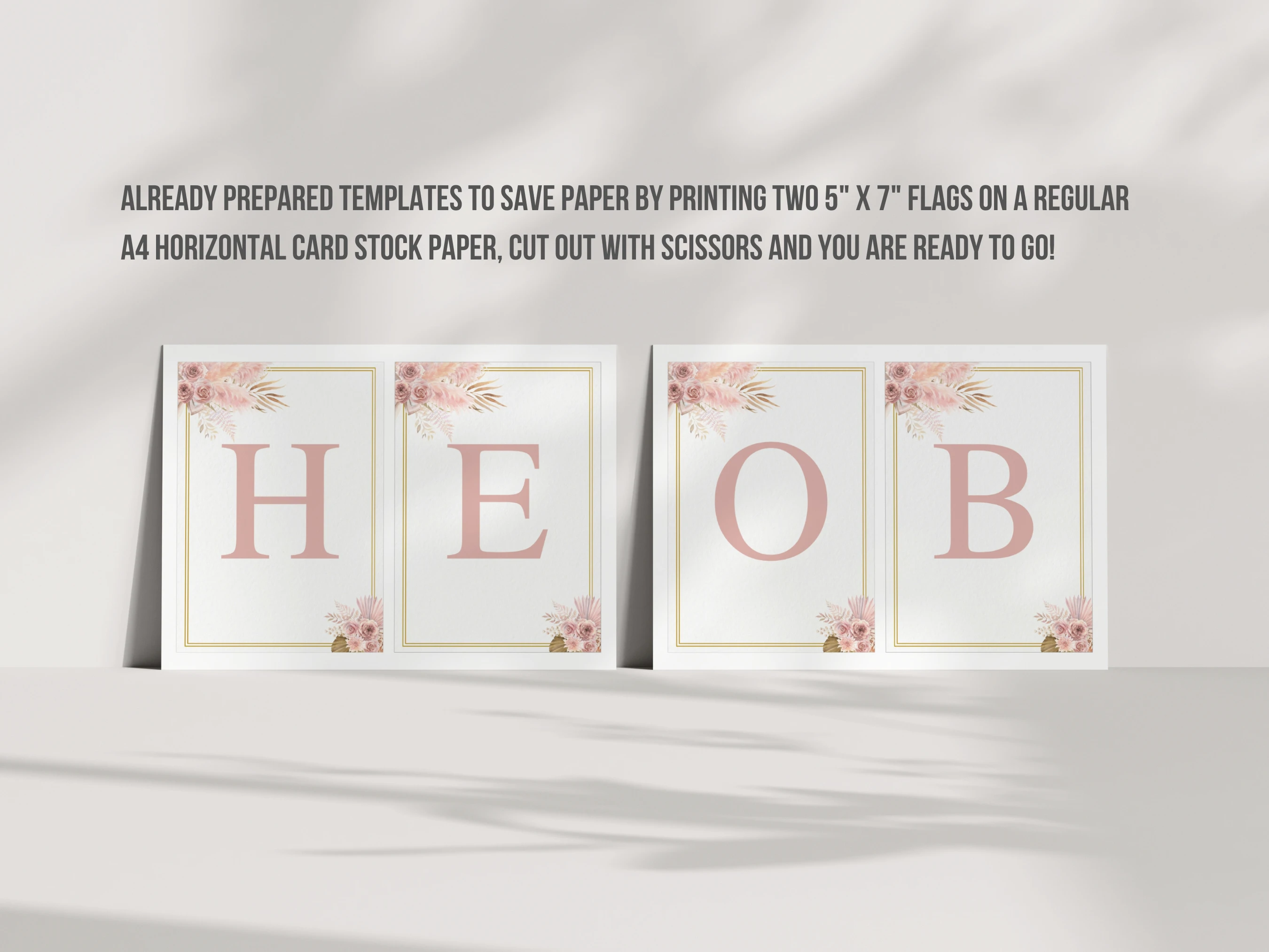 Boho Baby Shower Wall Banner | Pampas Grass Baby Shower Welcome Garland | Editable Canva Template | Digital Download