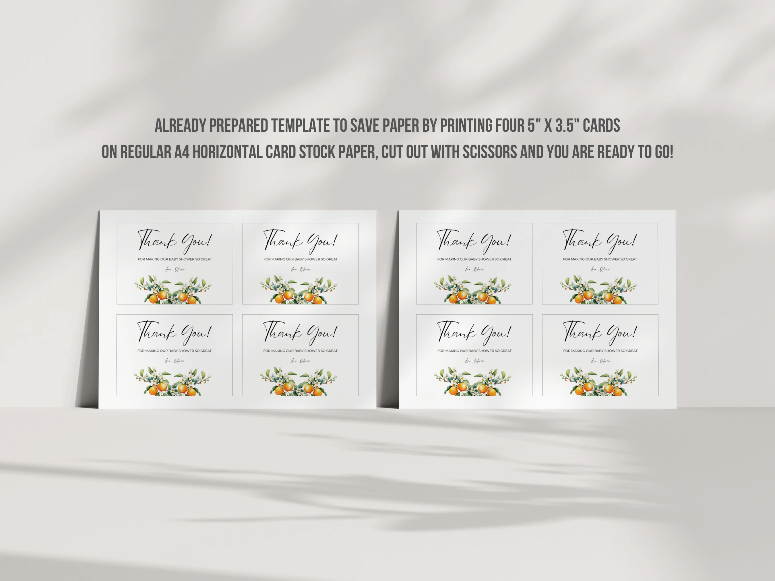 Little Cutie Baby Shower Thank You Card | Orange Baby Shower Thank You Note | Editable Canva Template | Digital Download