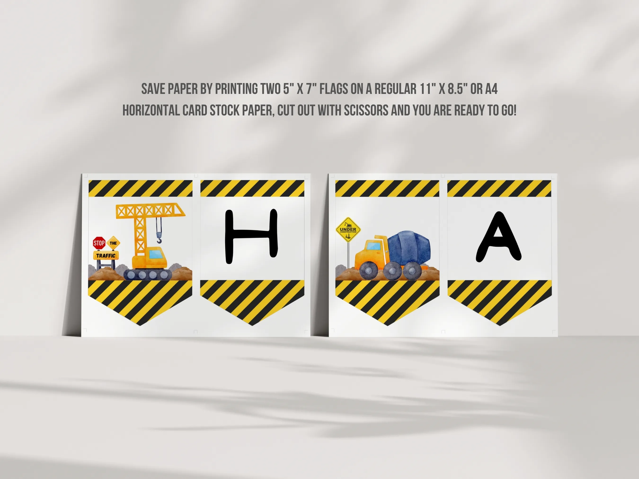 Construction Happy Birthday Banner | Excavator Birthday Banner | Construction Theme Birthday Bunting | Editable Canva Template | Digital Download