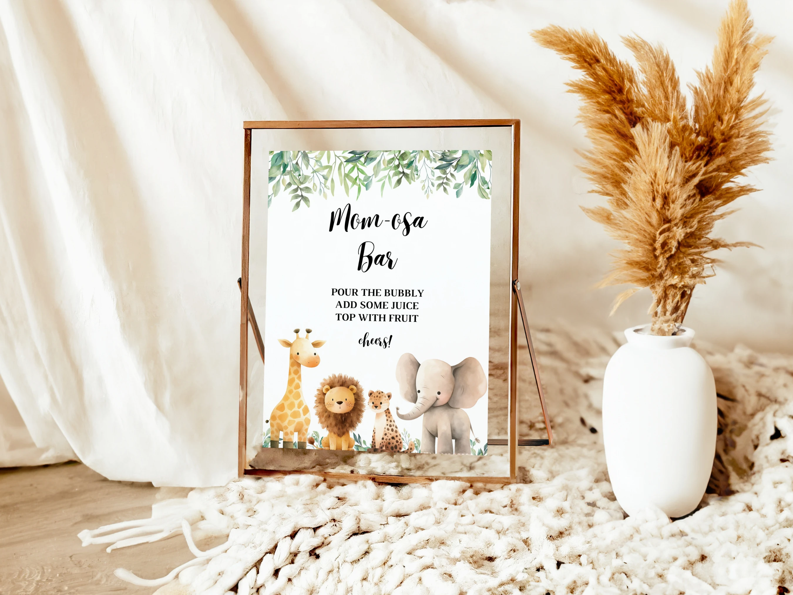 Safari Baby Shower Table Signs | Jungle Animals Late Night Diapers Sign | Pacifier Hunt Sign | Editable Canva Template | Digital Download