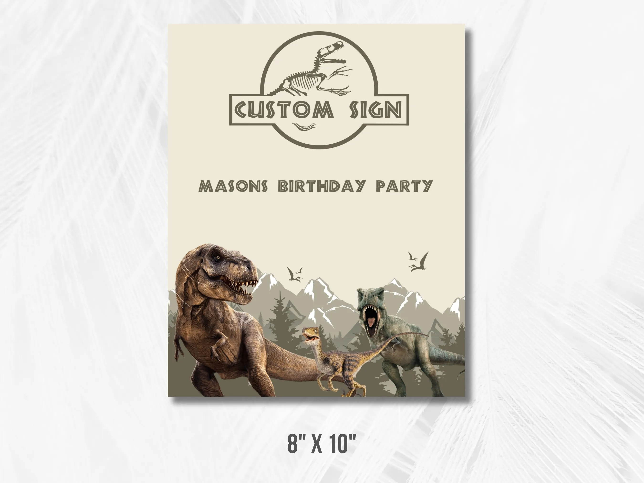 Dinosaur Birthday Party Sign | Jurassic Party Cards & Gifts Sign | T-Rex Party Gift Table Sign | Editable Canva Template | Digital Download