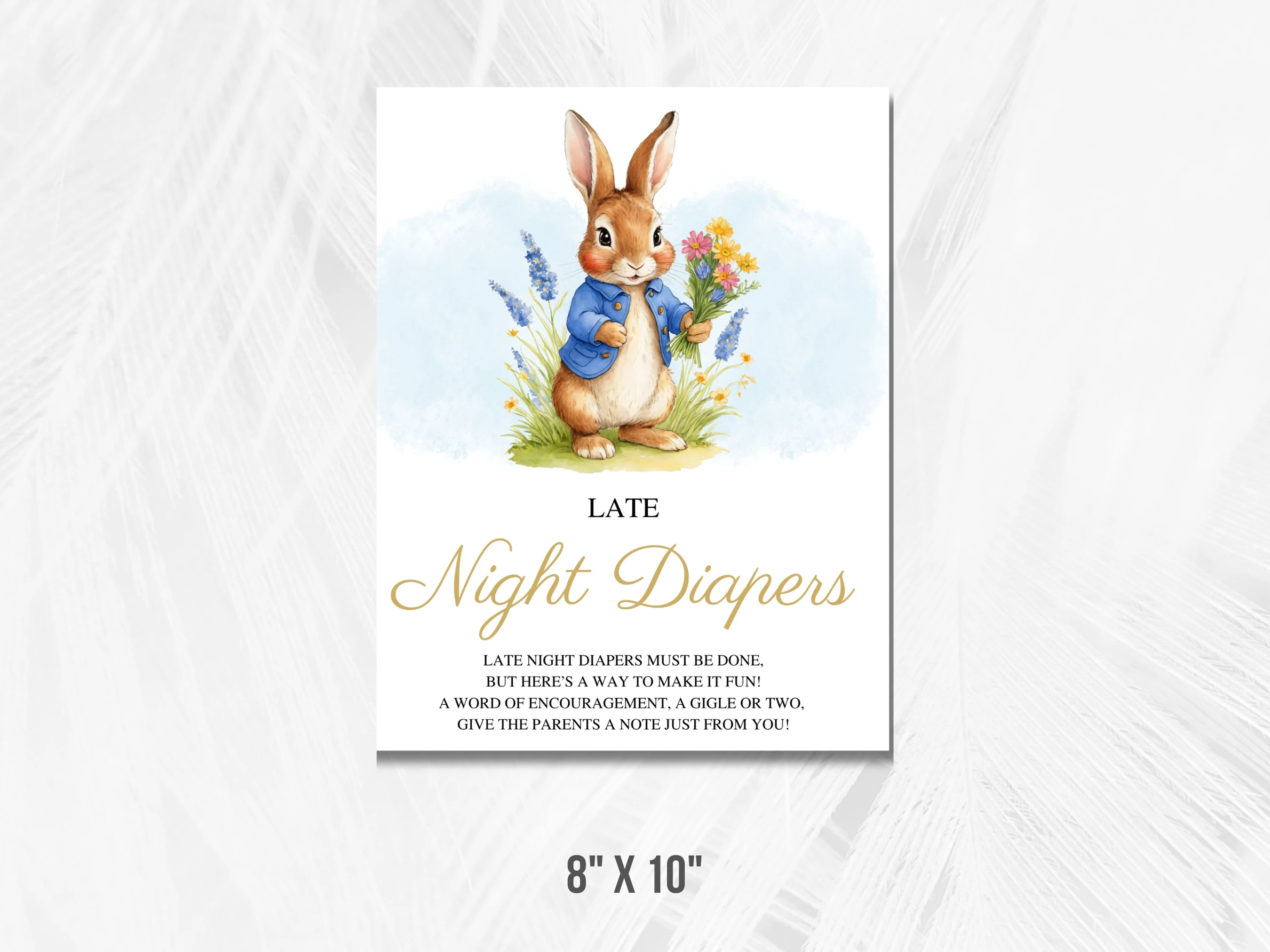 Peter Rabbit Baby Shower Table Signs | Flopsy Bunny Late Night Diapers Sign | Pacifier Hunt Sign | Editable Canva Template | Digital Download