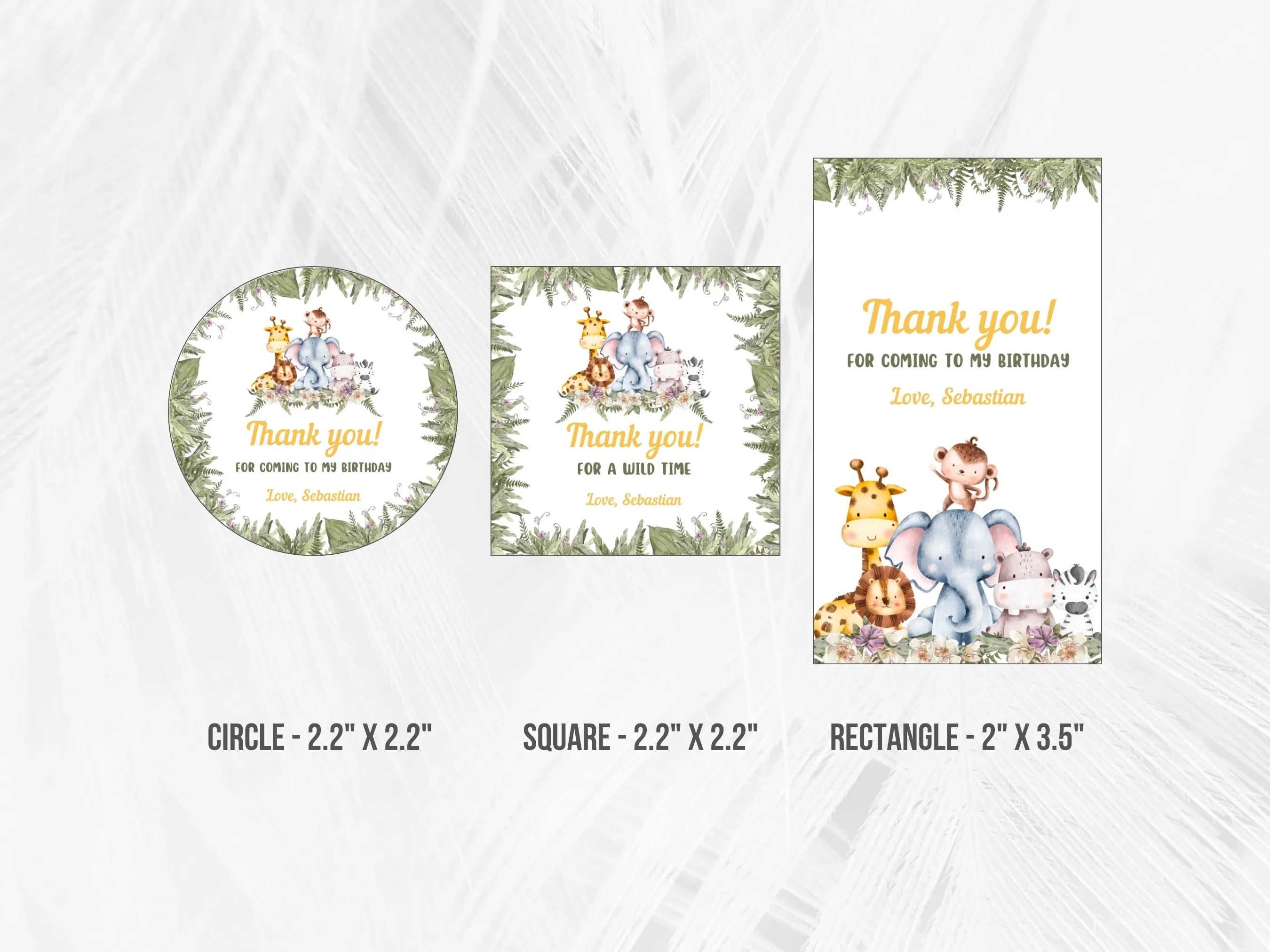 Wild One Safari Birthday Thank You Tags | Jungle Animals Favor Labels | Safari Party Gift Tags | Editable Canva Template | Digital Download