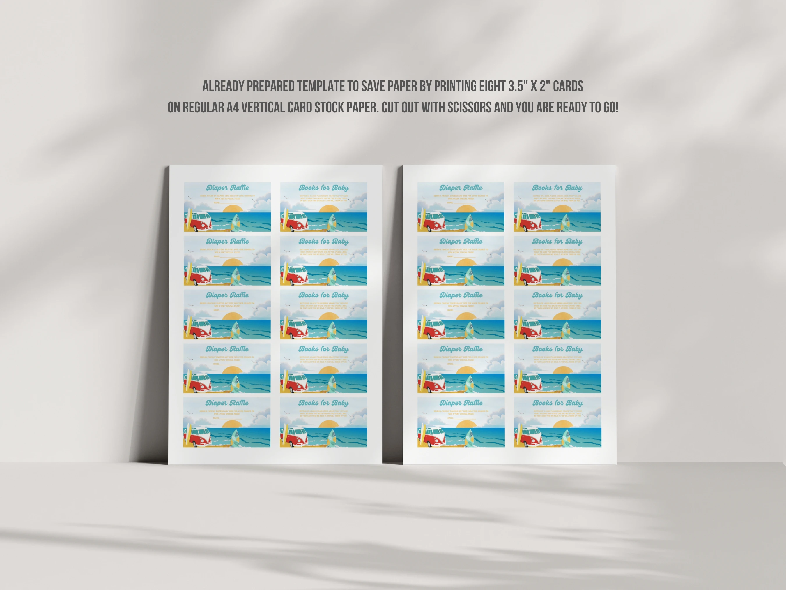 Baby On Board Baby Shower Diaper Raffle Card | Surf Books For Baby Card | Editable Canva Template | Digital Download