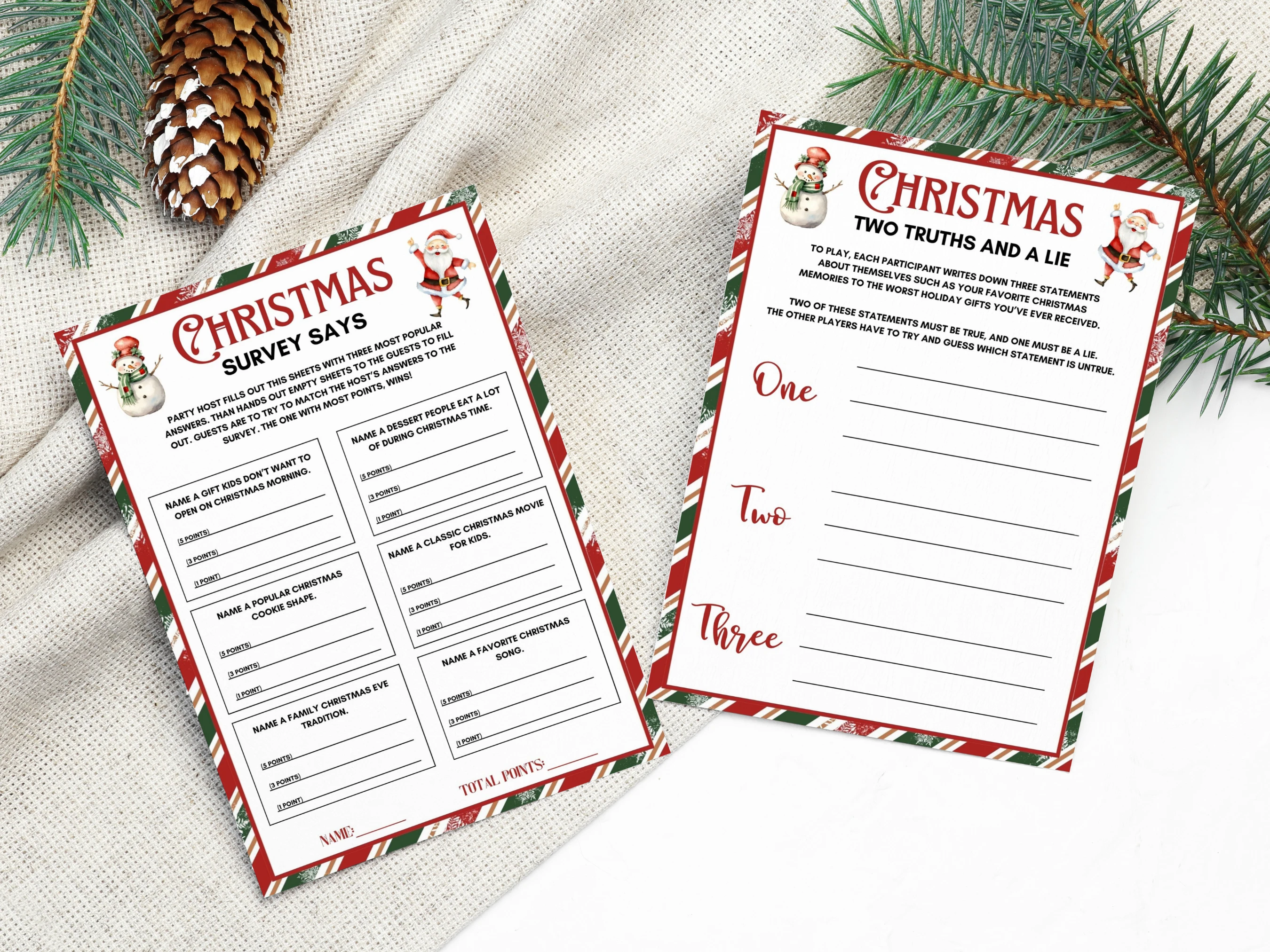 Santa & Snowman Christmas Games Bundle | 20 Printable Family Party Games | fllcdesigns | Ready-to-Print PDF | Digital Download