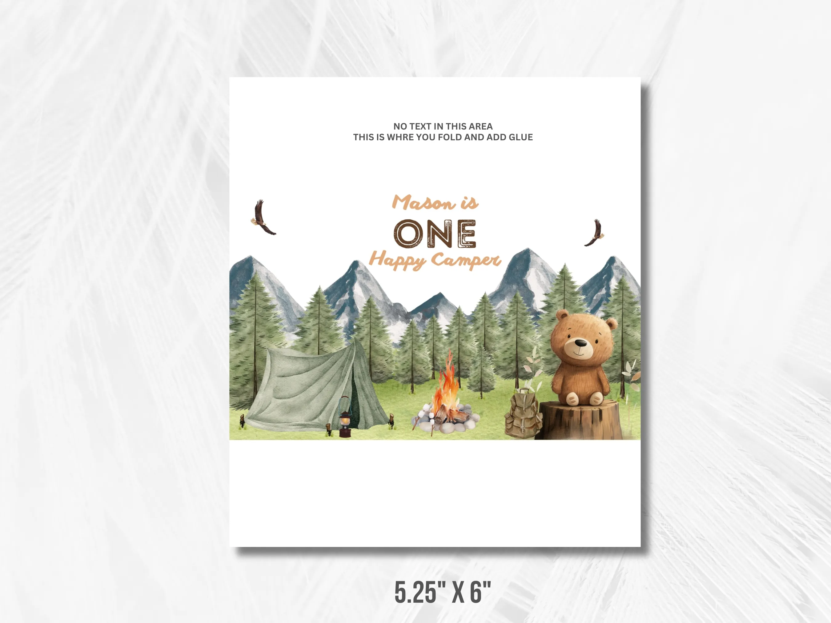 One Happy Camper Birthday Chocolate Wrappers | Woodland Candy Bar Labels | Brown Bear Candy Wrappers | Editable Canva Template | Digital Download
