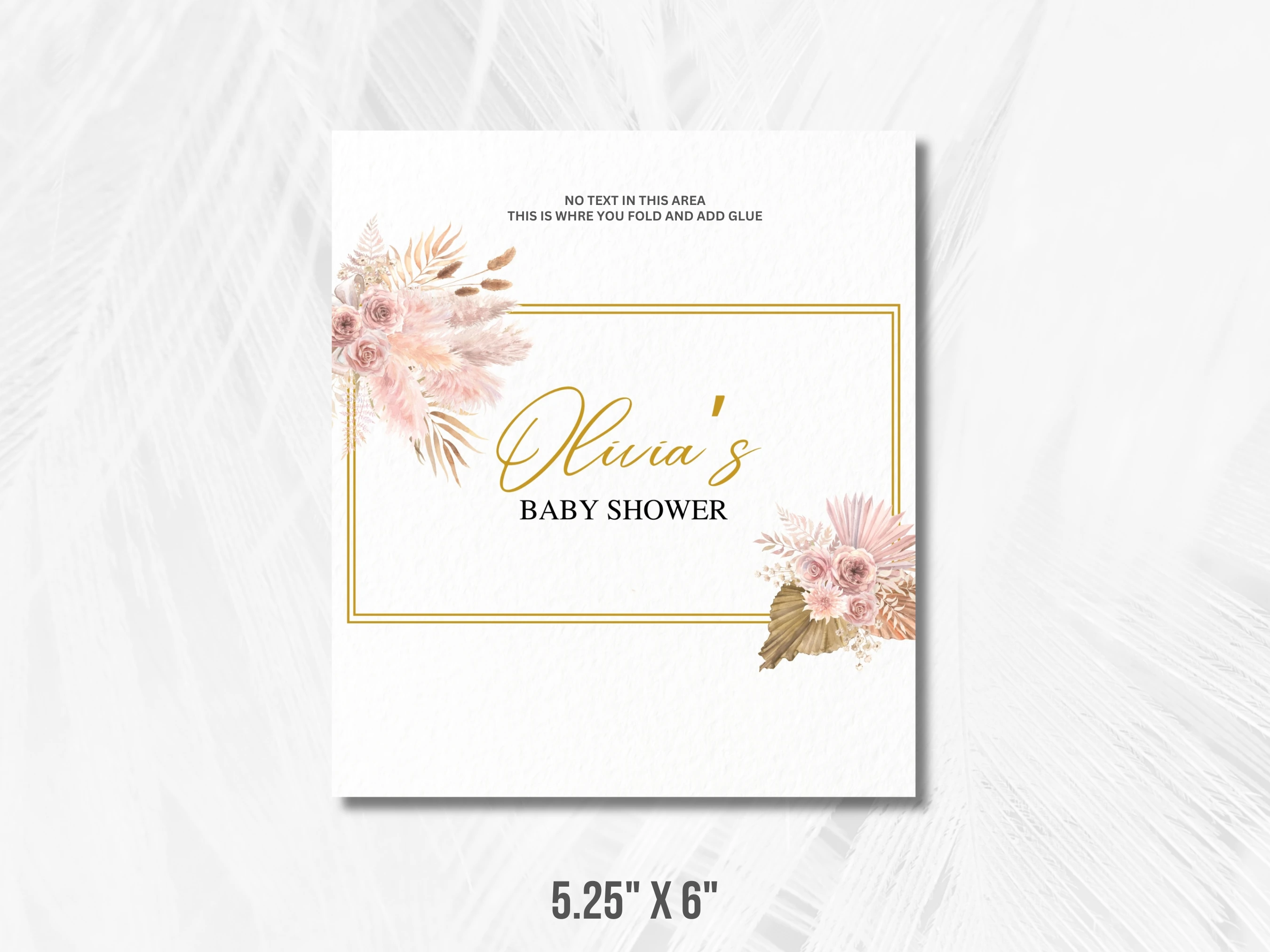 Boho Baby Shower Chocolate Wrapper | Pampas Grass Candy Bar Label | Editable Canva Template | Digital Download