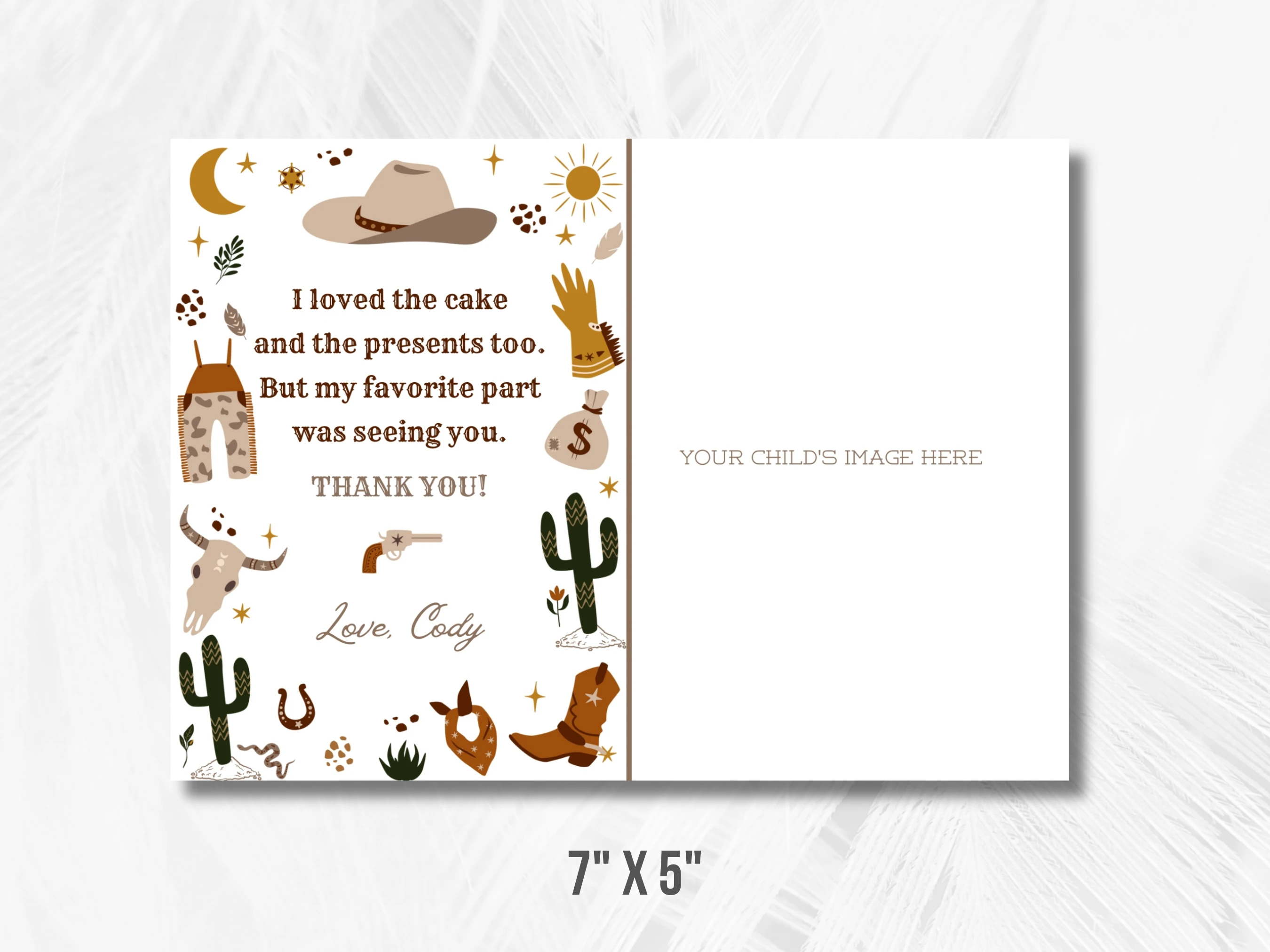 My First Rodeo Birthday Thank You Card With Photo | Cowboy Birthday Thank You Note | Western 1st Birthday Party | Editable Canva Template | Digital Download