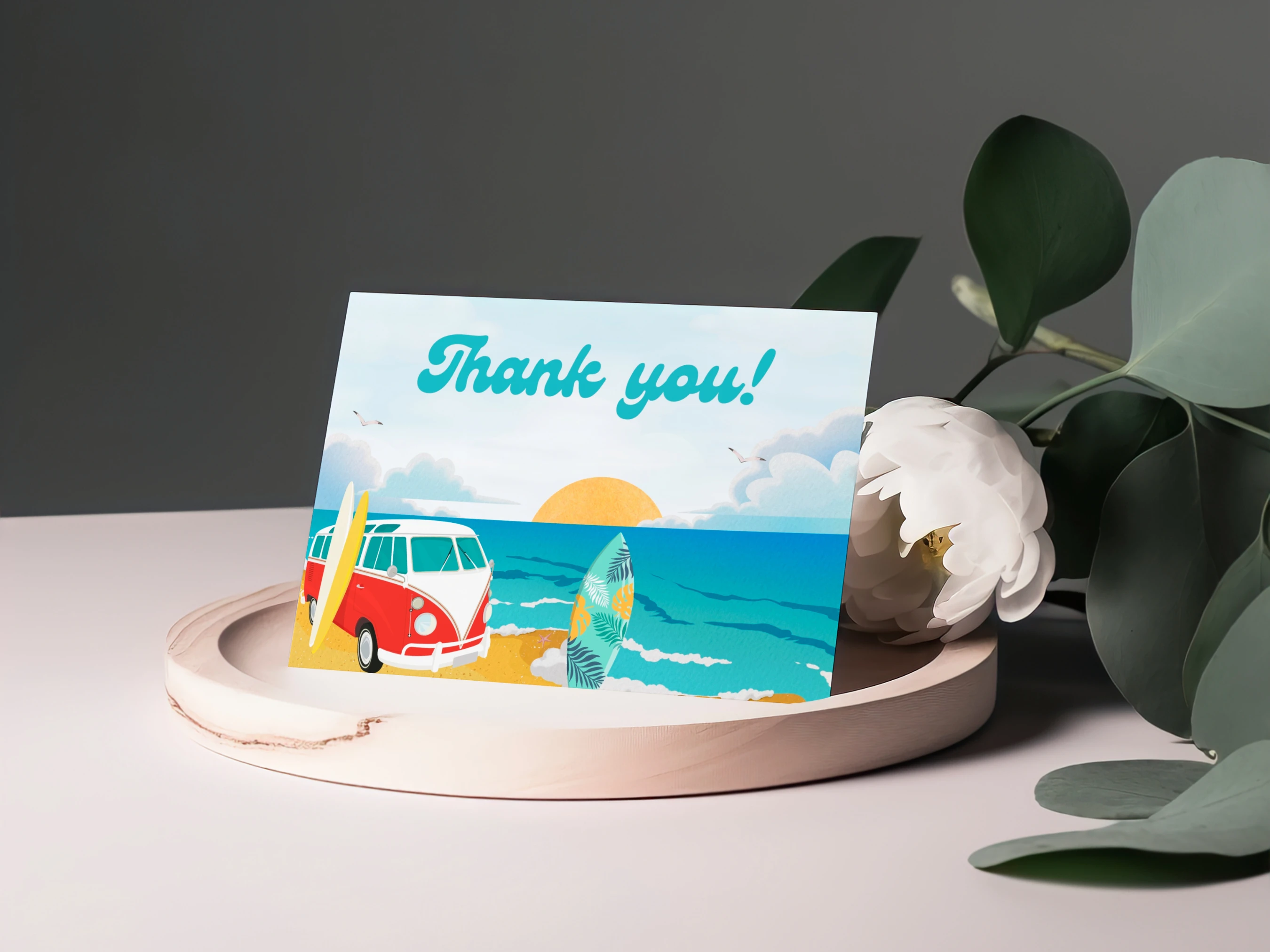 Baby On Board Baby Shower Thank You Card | Surf Ocean Baby Shower Thank You Note | Editable Canva Template | Digital Download