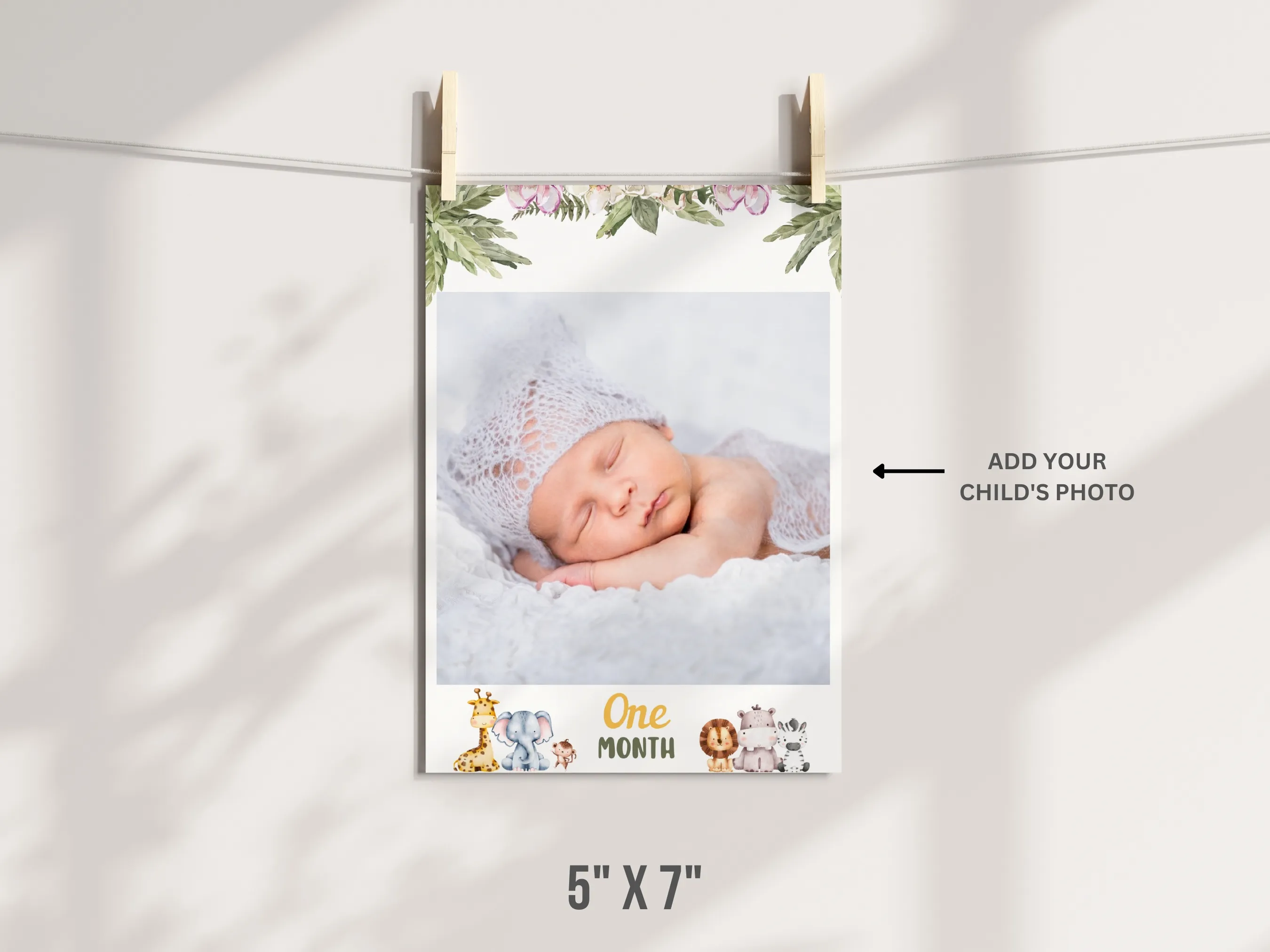 Safari Baby Milestone Cards | Wild One Birthday Photo Banner | Editable Canva Template | Digital Download