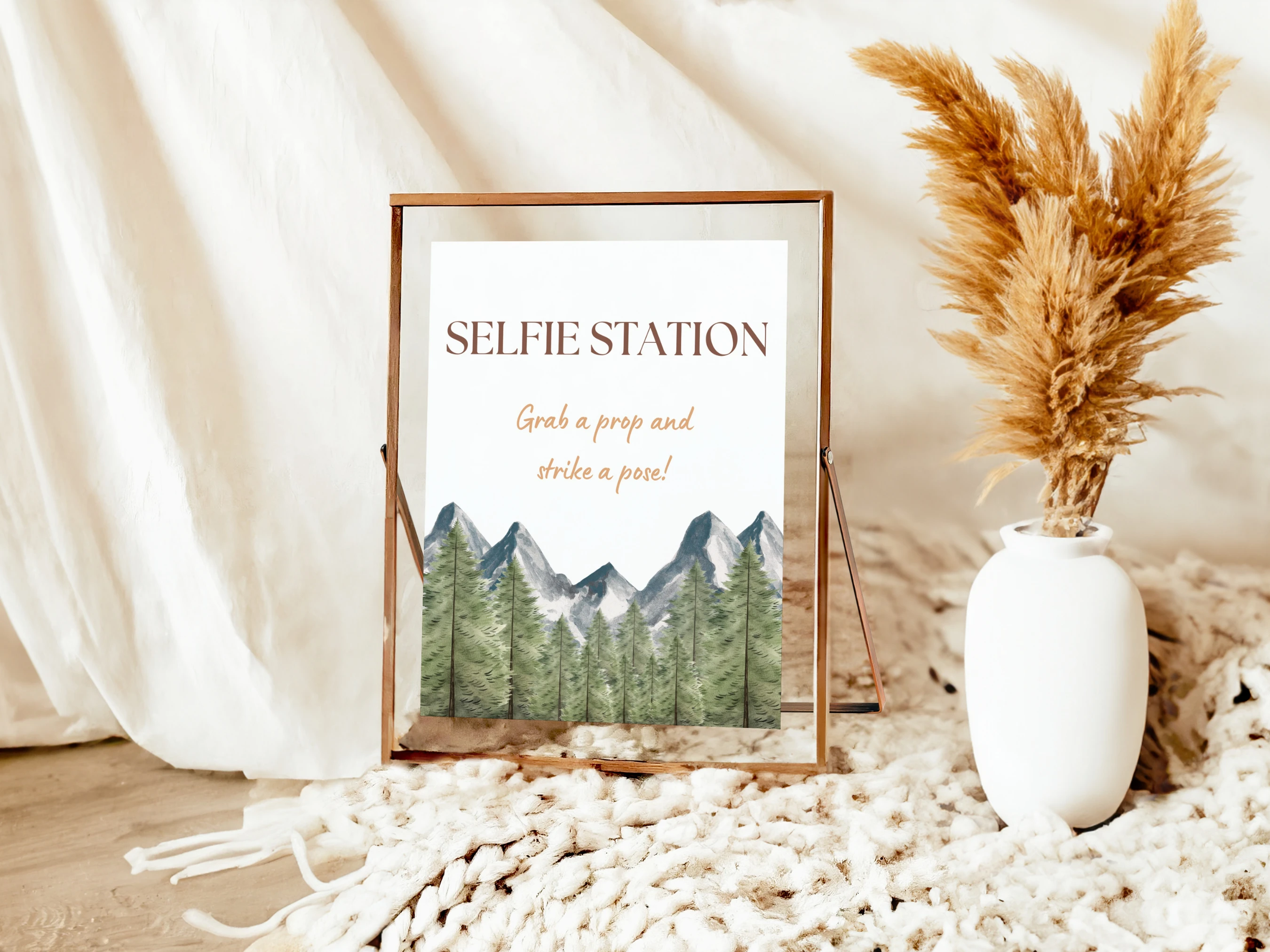 Adventure Awaits Baby Shower Signs | Forest and Mountains Late Night Diapers Table Sign | Pacifier Hunt Sign | Editable Canva Template | Digital Download
