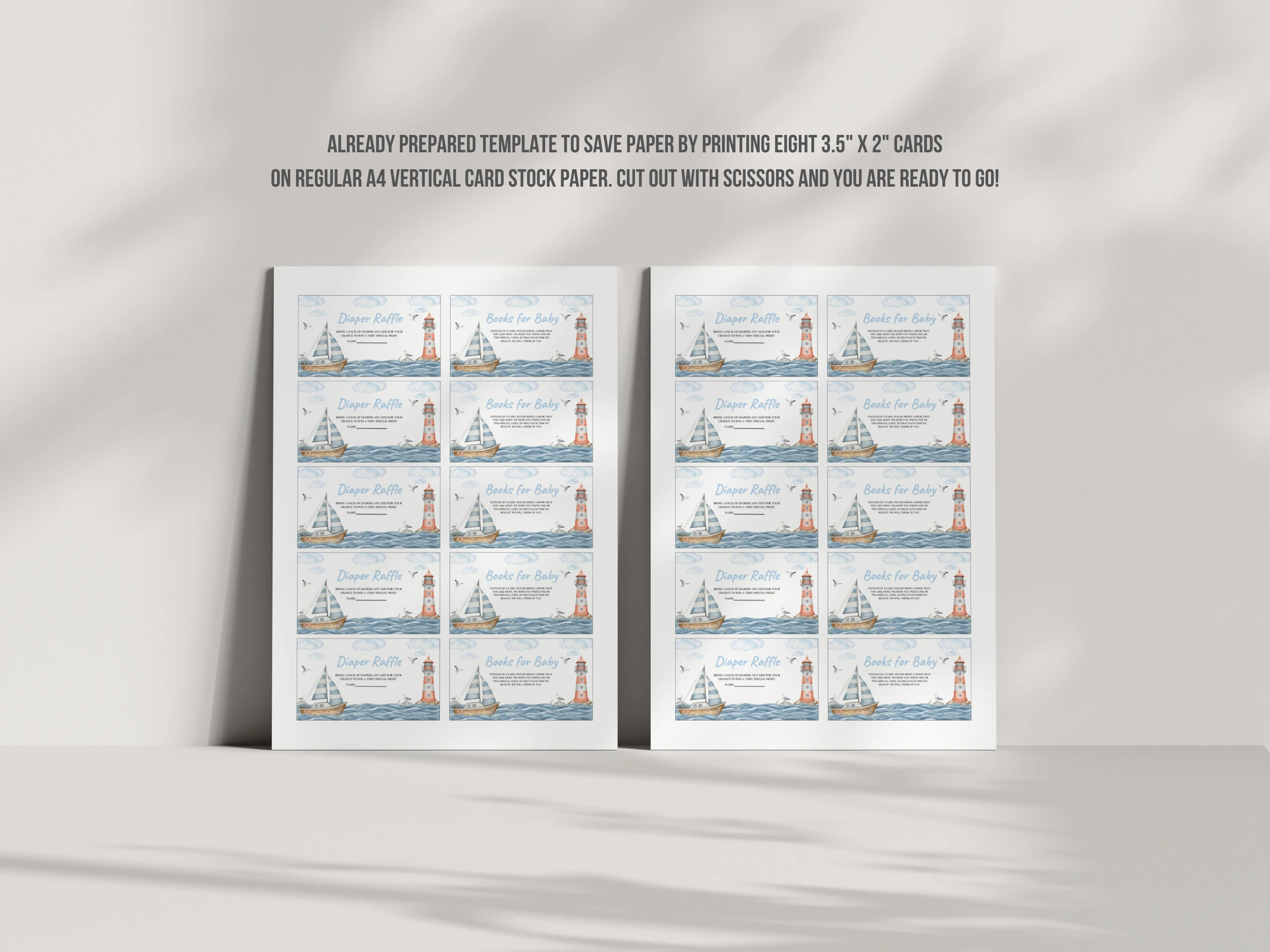 Nautical Baby Shower Diaper Raffle Card | Ahoy It's a Boy Books For Baby Card | Editable Canva Template | Digital Download