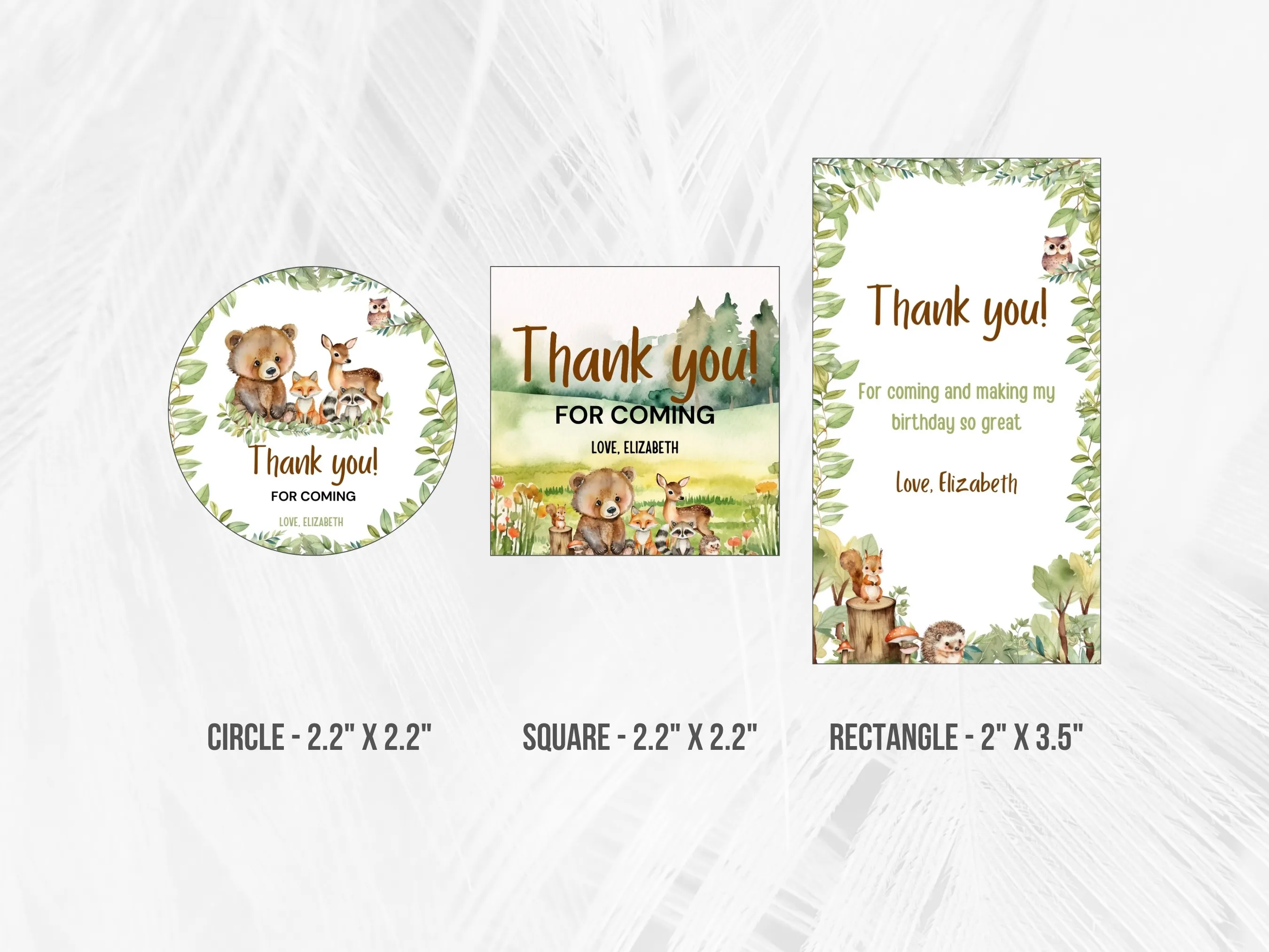 Woodland Animals Birthday Thank You Tags | Forest Party Favor Labels | Cute Woodland Creature Gift Tags | Editable Canva Template | Digital Download