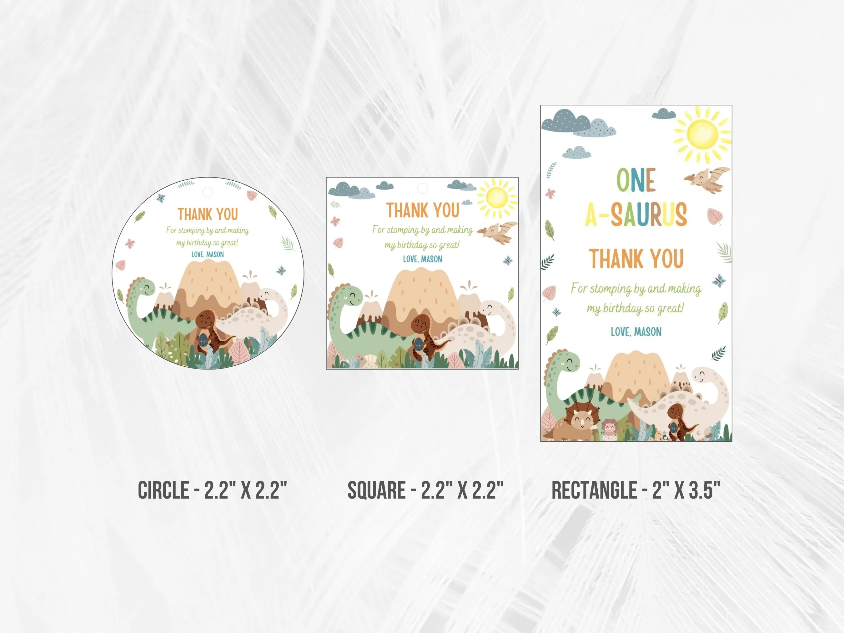 Baby Boy Dinosaur Birthday Favor Tags | Blue Dino Party Thank You Labels | Cute Dinosaur Gift Tags | Editable Canva Template | Digital Download