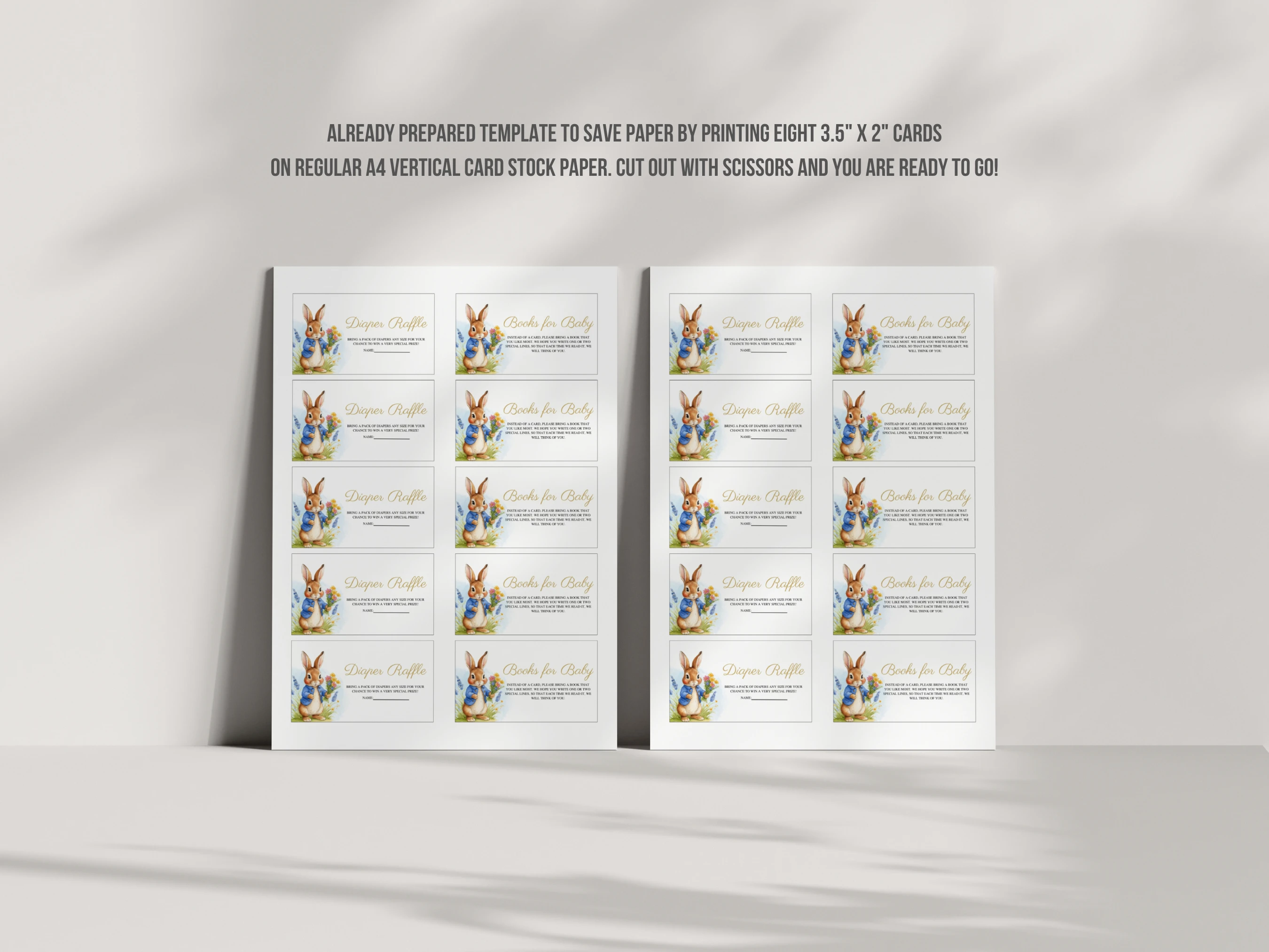 Peter Rabbit Baby Shower Diaper Raffle Card | Flopsy Bunny Books For Baby Card | Editable Canva Template | Digital Download