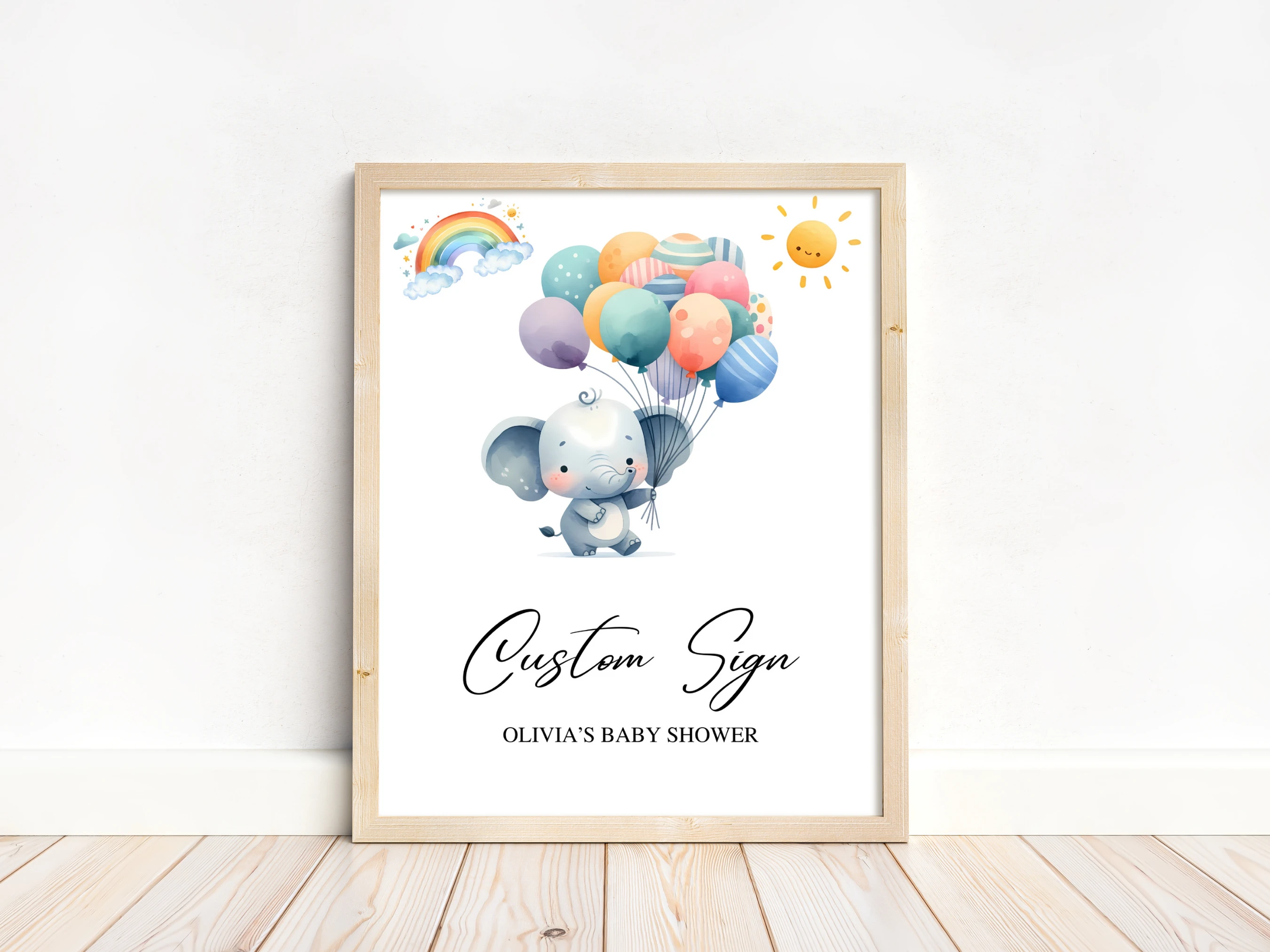 Elephant Baby Shower Table Sign | Little Peanut Late Night Diapers | Pacifier Hunt Sign | Editable Canva Template | Digital Download