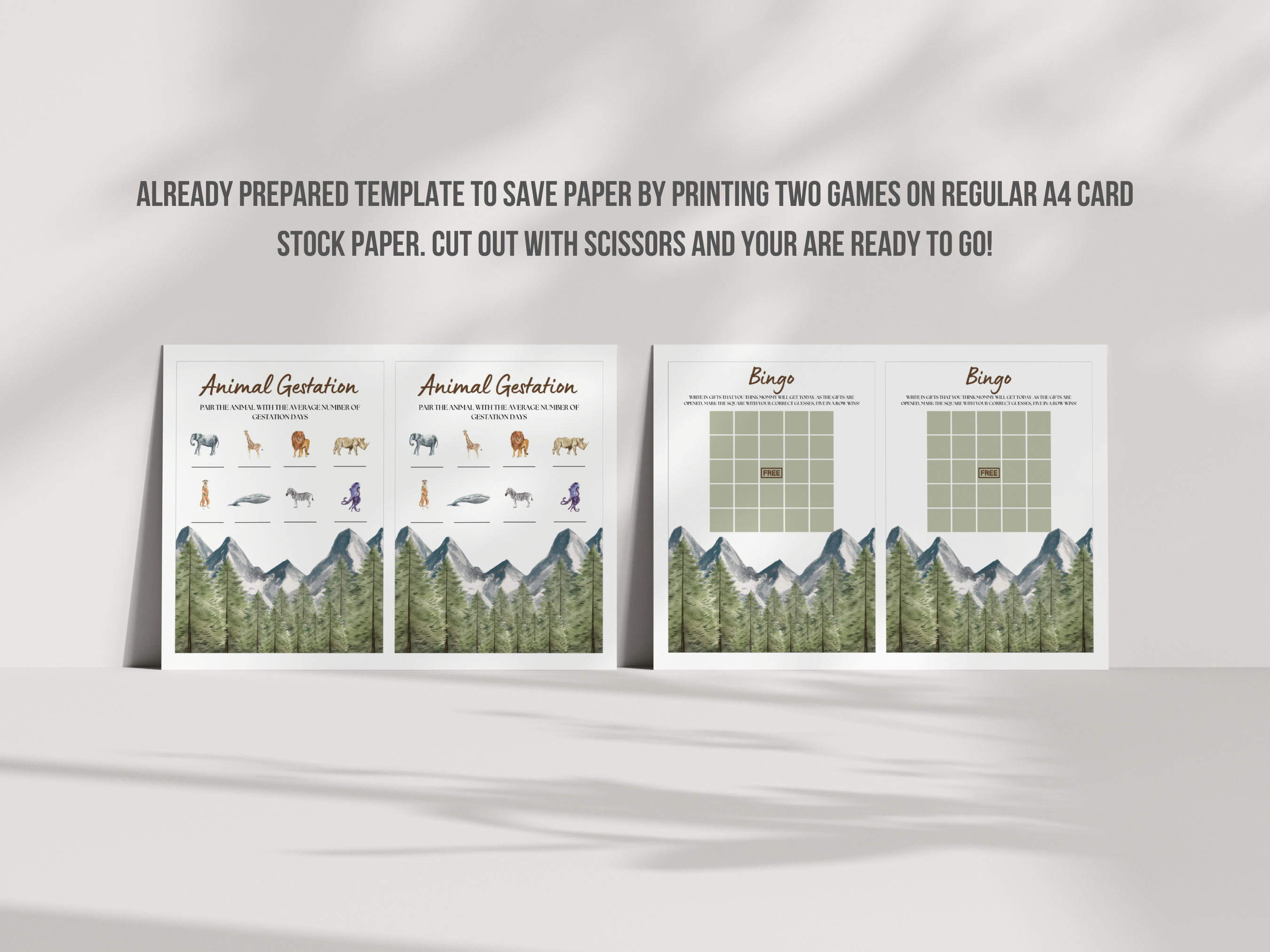 Adventure Awaits Baby Shower Games Bundle | Woodland Baby Shower Bingo Printable Games | Mountain Baby Shower Party Games | Editable Canva Template | Digital Download