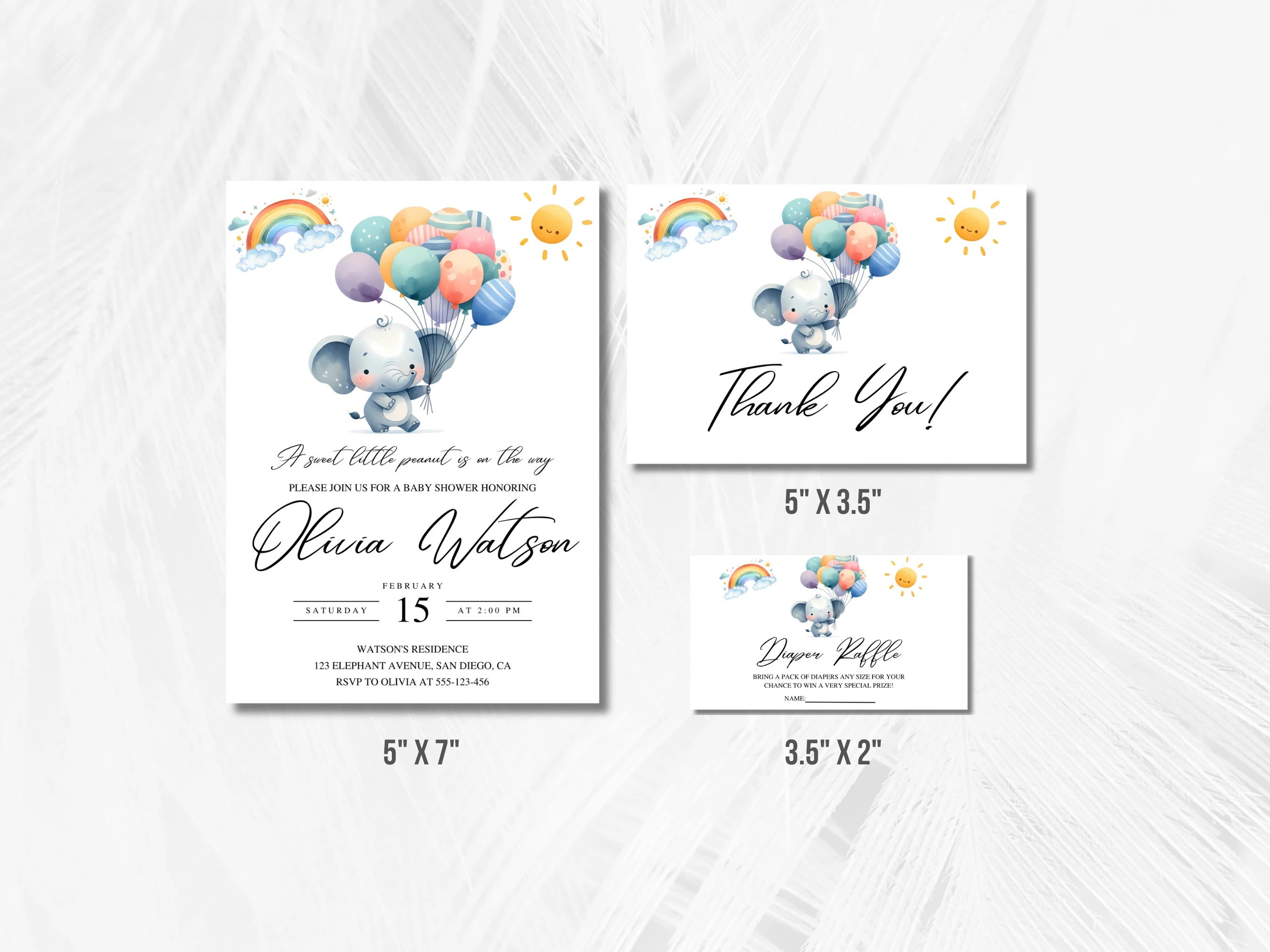Elephant Baby Shower Invitation Set | Little Peanut Starter Pack | Editable Canva Template | Digital Download