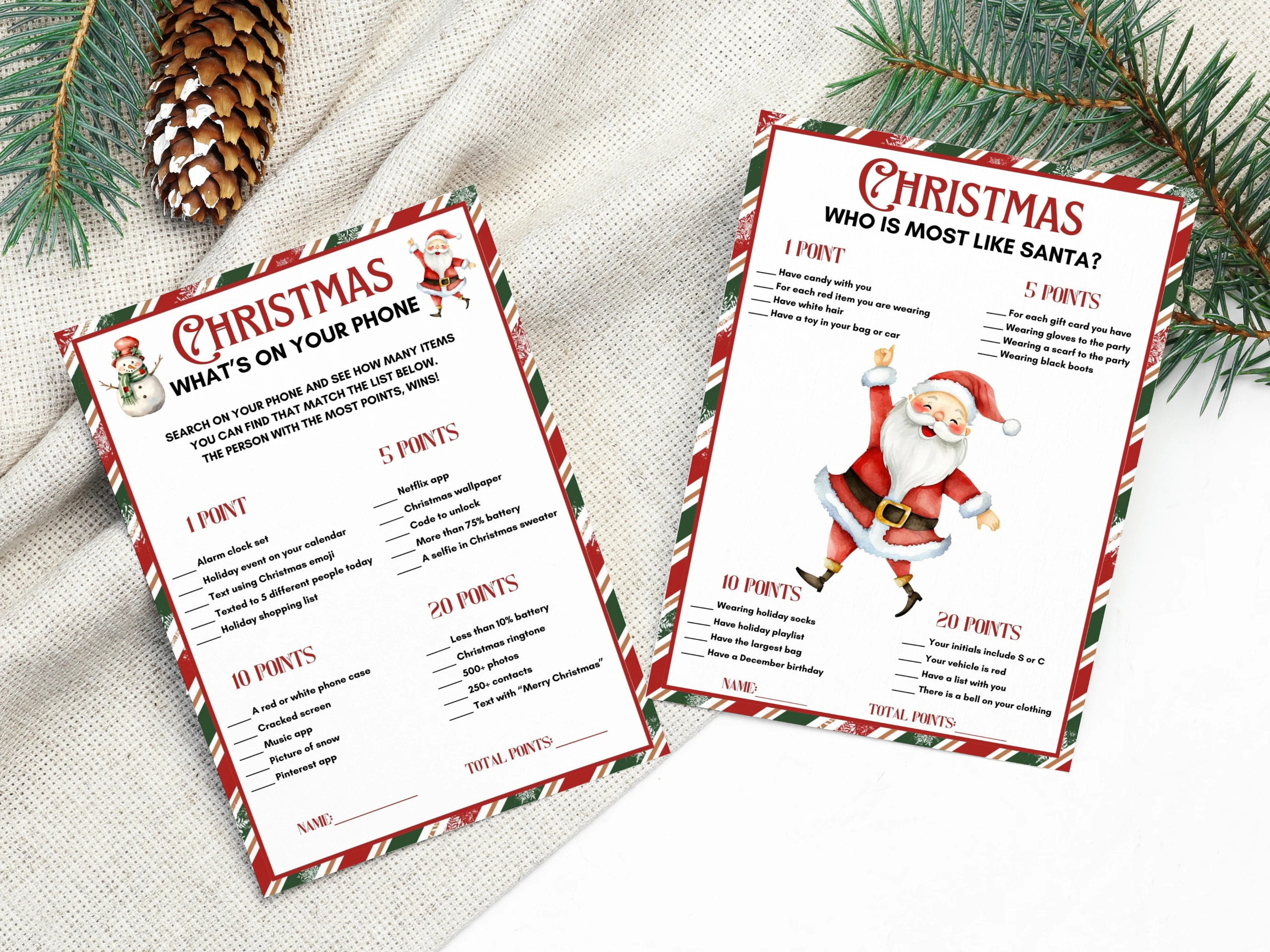 Santa & Snowman Christmas Games Bundle | 20 Printable Family Party Games | fllcdesigns | Ready-to-Print PDF | Digital Download