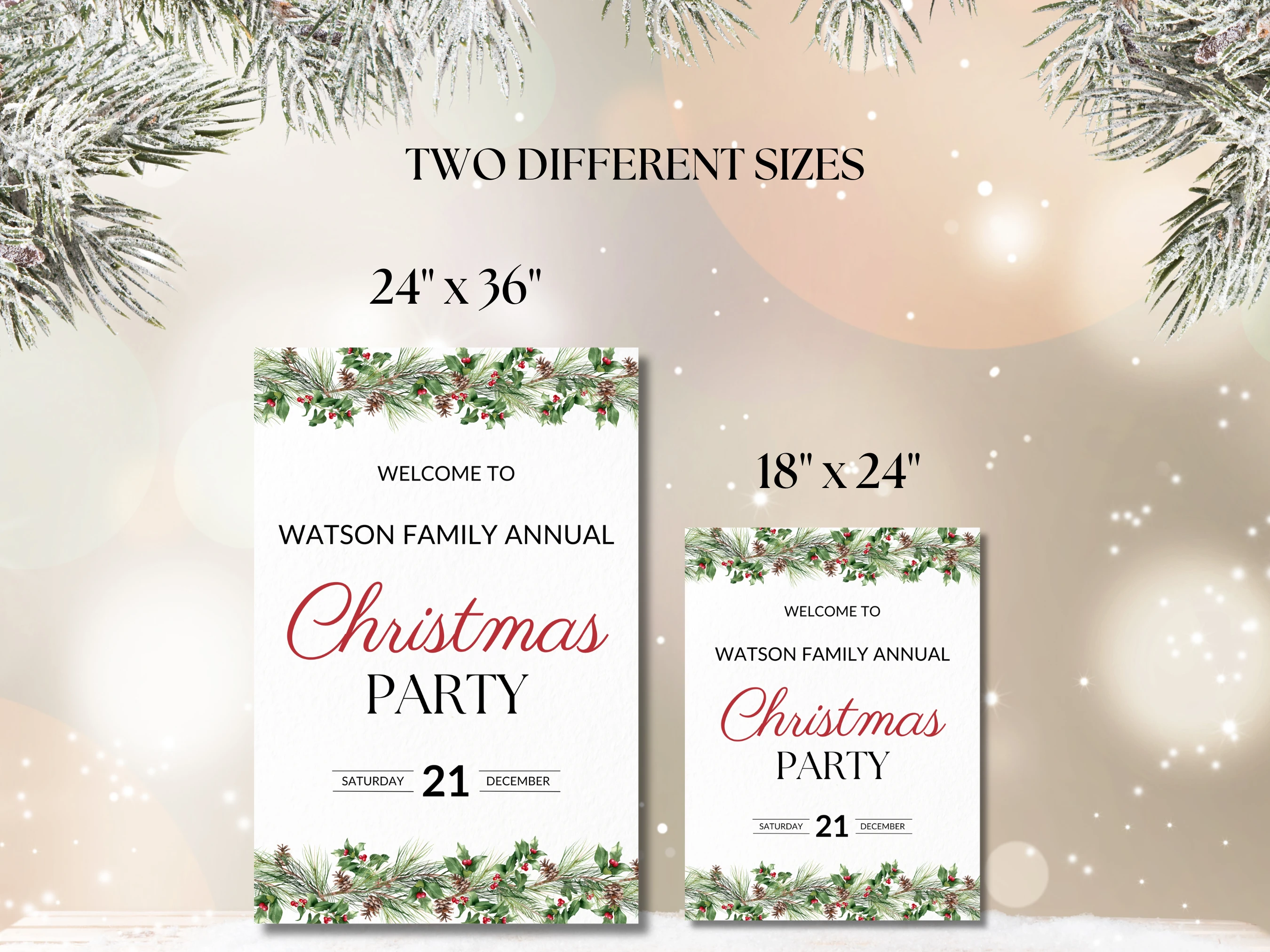 Christmas Party Welcome Sign Template | Festive Holiday Entrance Decor | Editable Canva Template | Digital Download