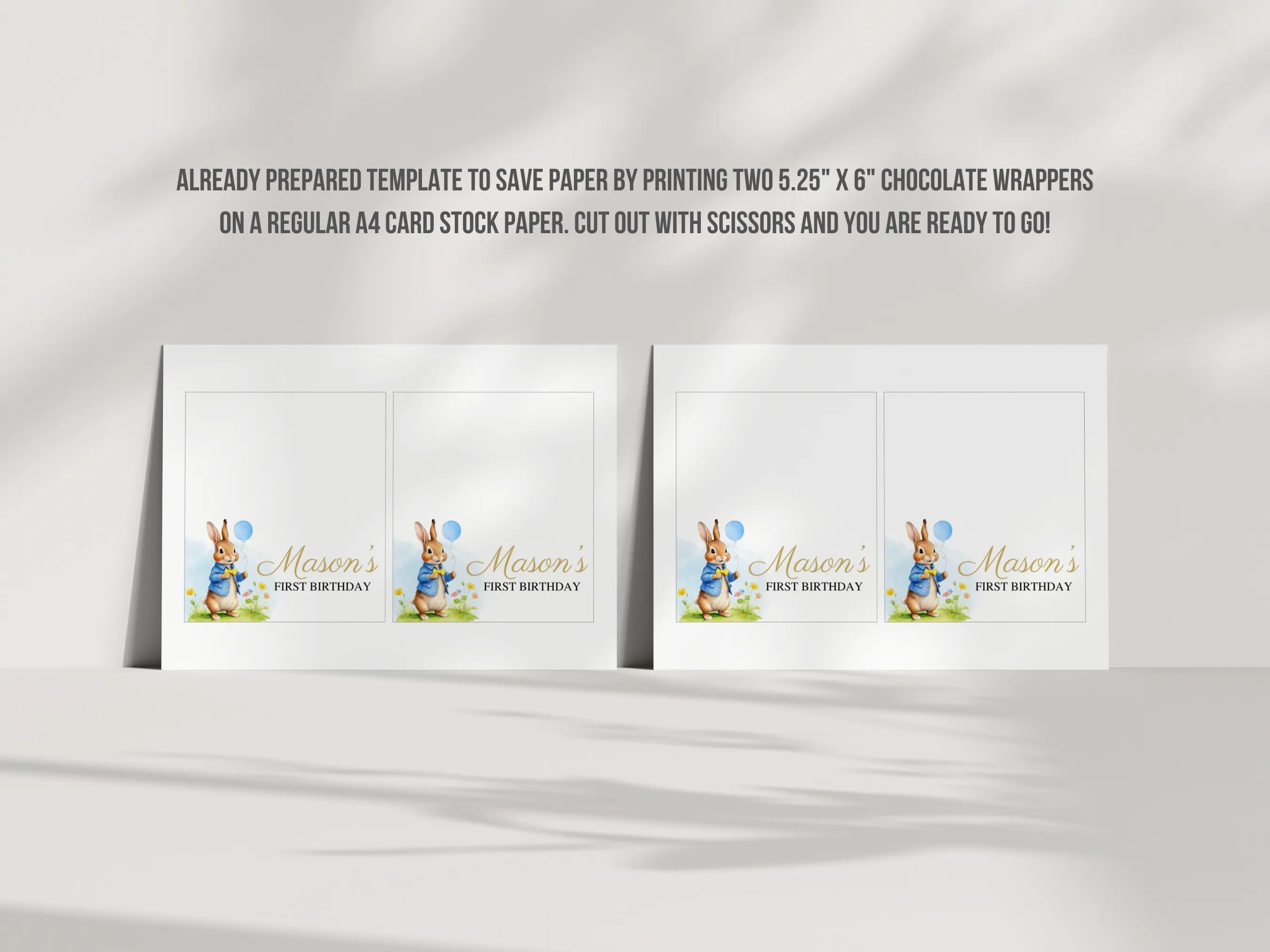 Peter Rabbit Birthday Candy Bar Labels | Flopsy Bunny Mini Chocolate Wrappers | Bunny Candy Wrappers | Editable Canva Template | Digital Download