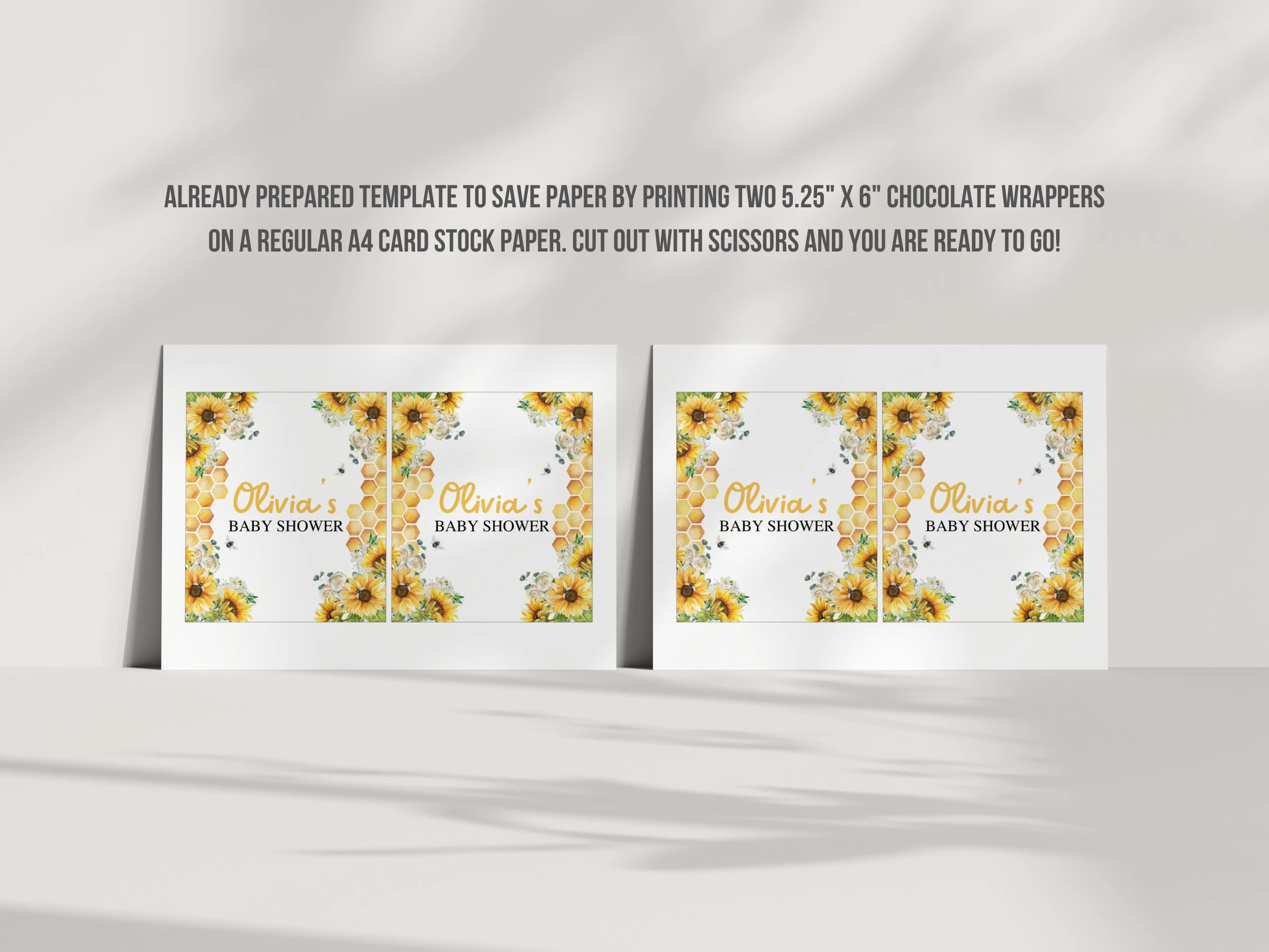 Bumble Bee Baby Shower Chocolate Wrapper | Sunflower Honey Bee Candy Bar Label | Editable Canva Template | Digital Download