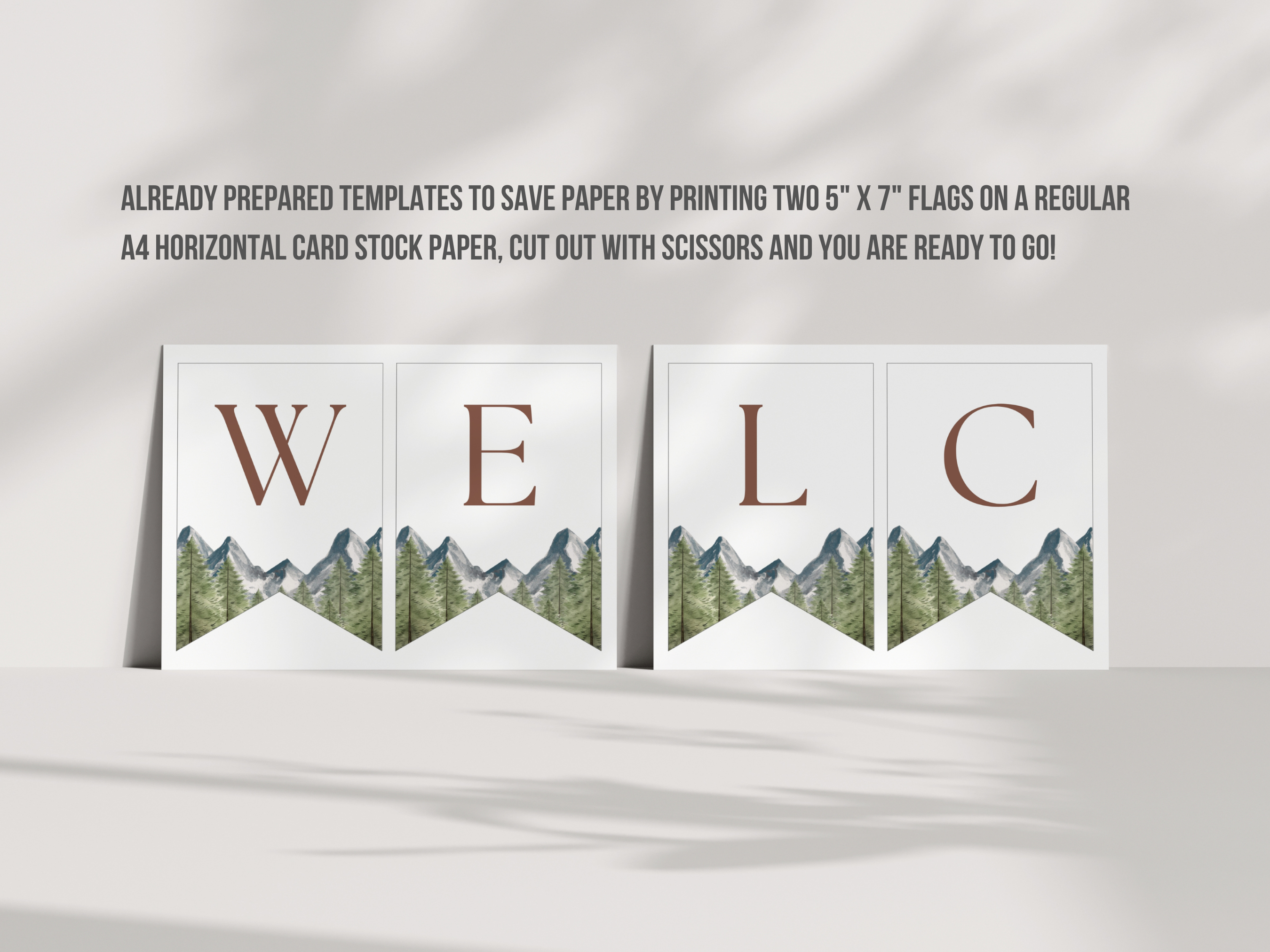 Adventure Awaits Baby Shower Wall Banner | Woodland Baby Shower Welcome Garland | Editable Canva Template | Digital Download