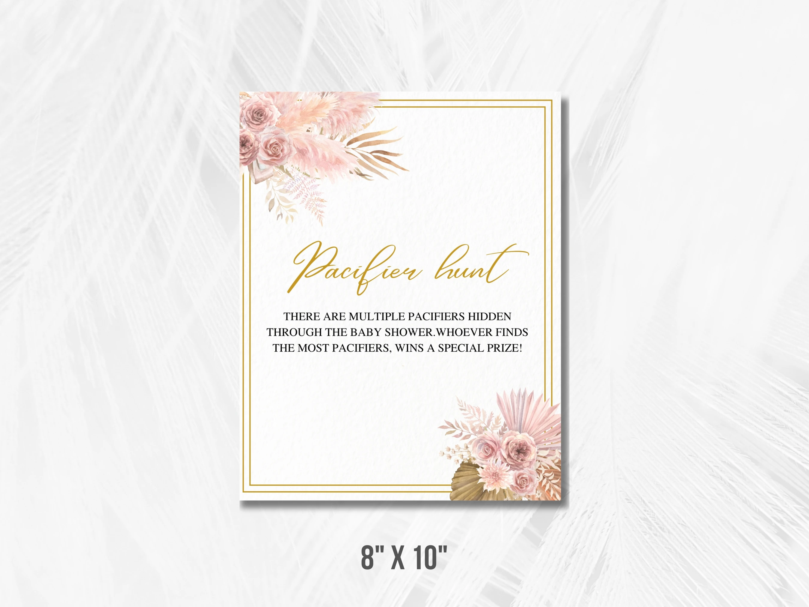 Boho Baby Shower Table Signs | Rose Gold Pampas Grass Late Night Diapers | Pacifier Hunt Sign | Editable Canva Template | Digital Download