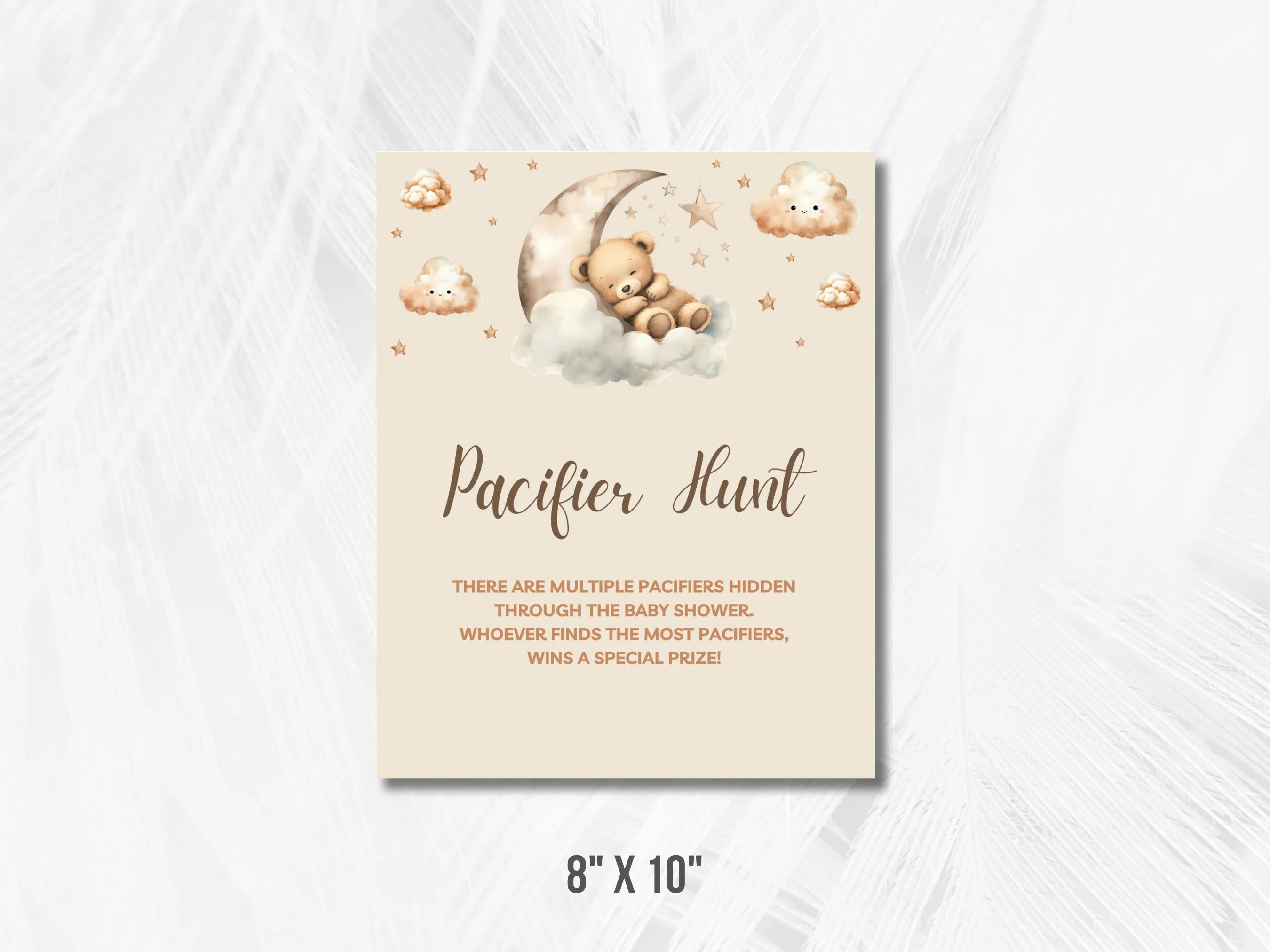 Sleeping Teddy Bear Baby Shower Table Signs | Over The Moon Late Night Diapers Sign | Pacifier Hunt Sign | Editable Canva Template | Digital Download
