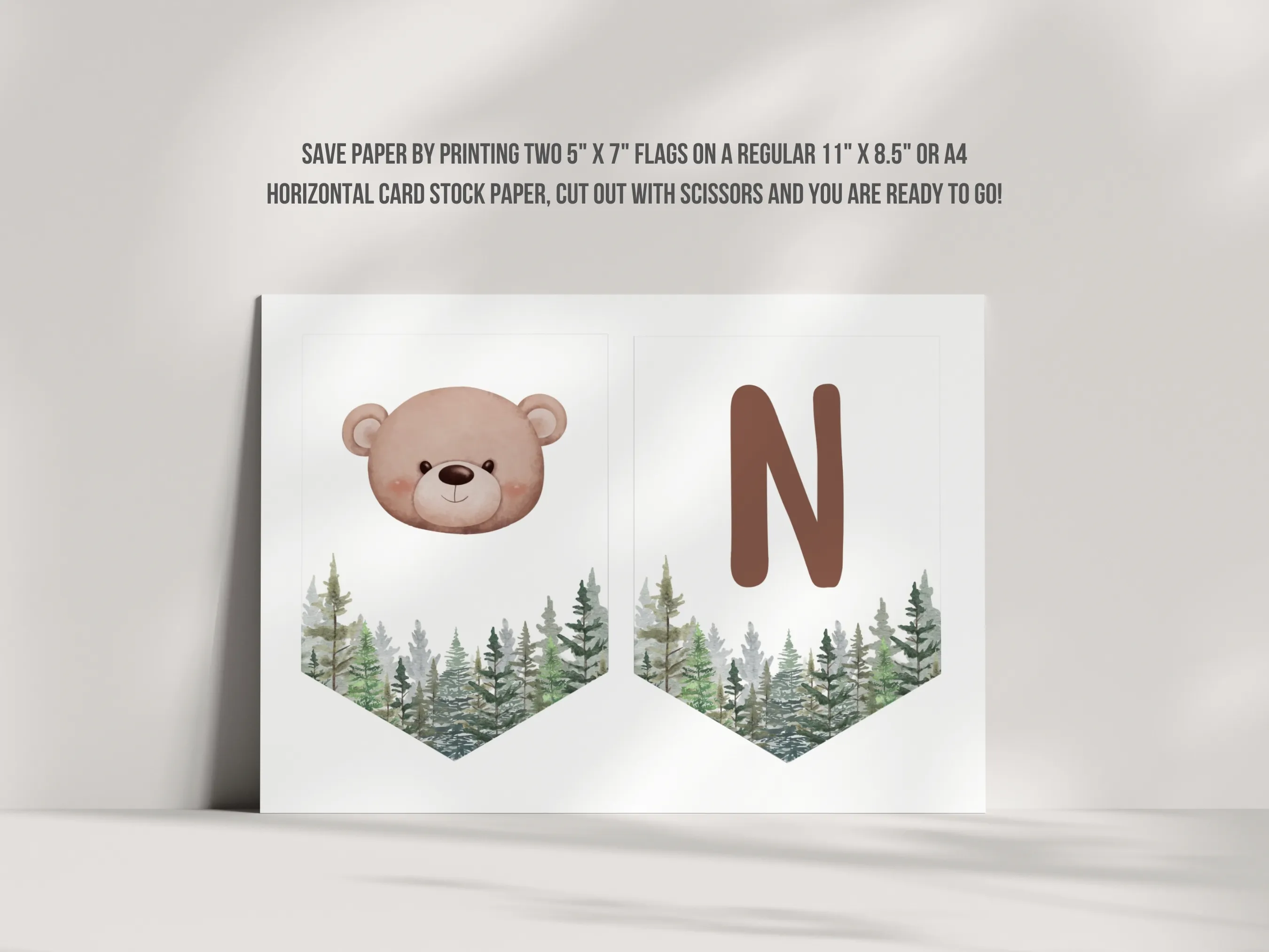 Brown Bear Birthday High Chair Banner | Woodland “One” Birthday Banner | Editable Canva Template | Digital Download