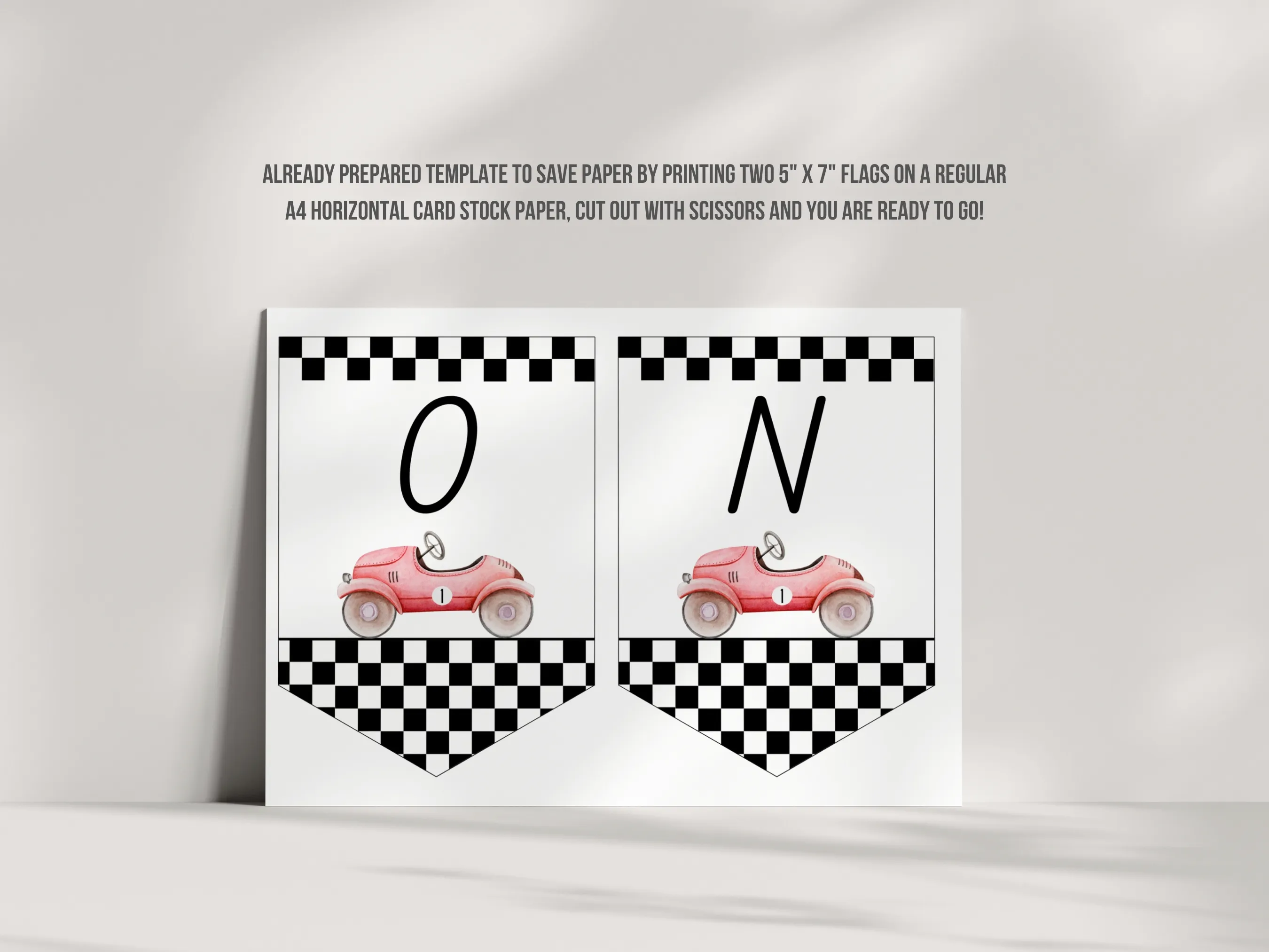Fast One Birthday High Chair Banner | Red Vintage Race Car ONE Banner | Editable Canva Template | Digital Download