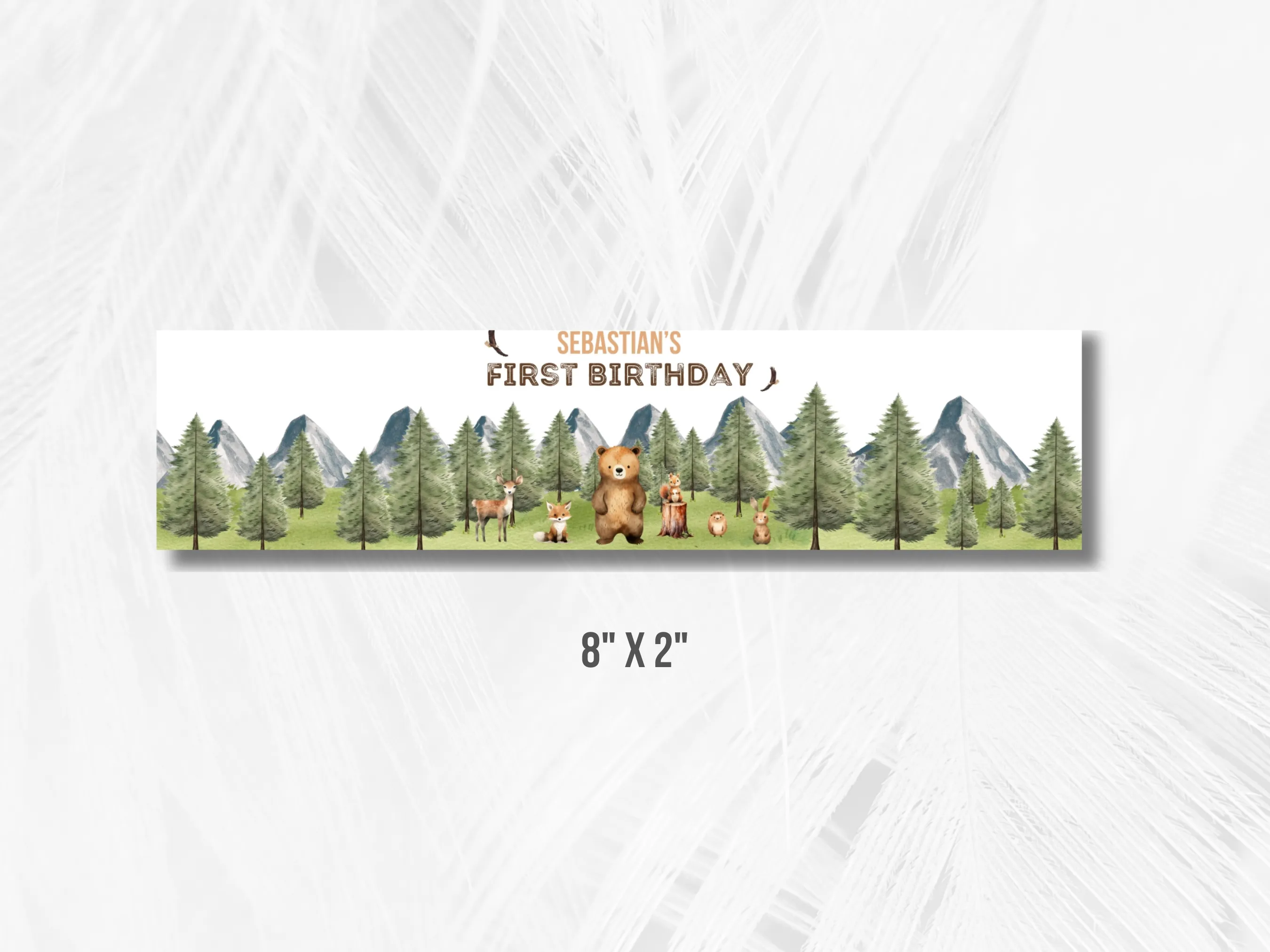 Woodland Water Bottle Labels | Wild One Birthday Bottle Stickers | 1st Birthday Boy Bottle Wraps | Editable Canva Template | Digital Download