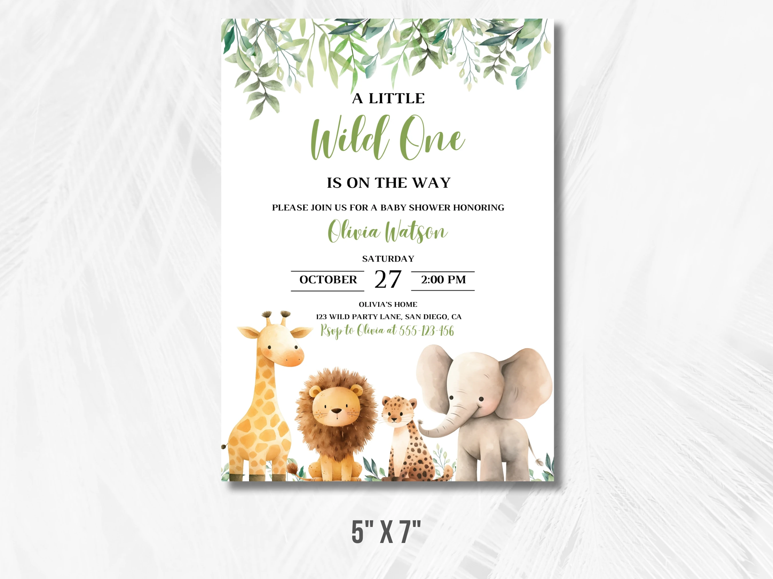 Safari Baby Shower Invitation | Jungle Theme Baby Shower Invite | Wild One Is On The Way Baby Shower Party | Editable Canva Template | Digital Download