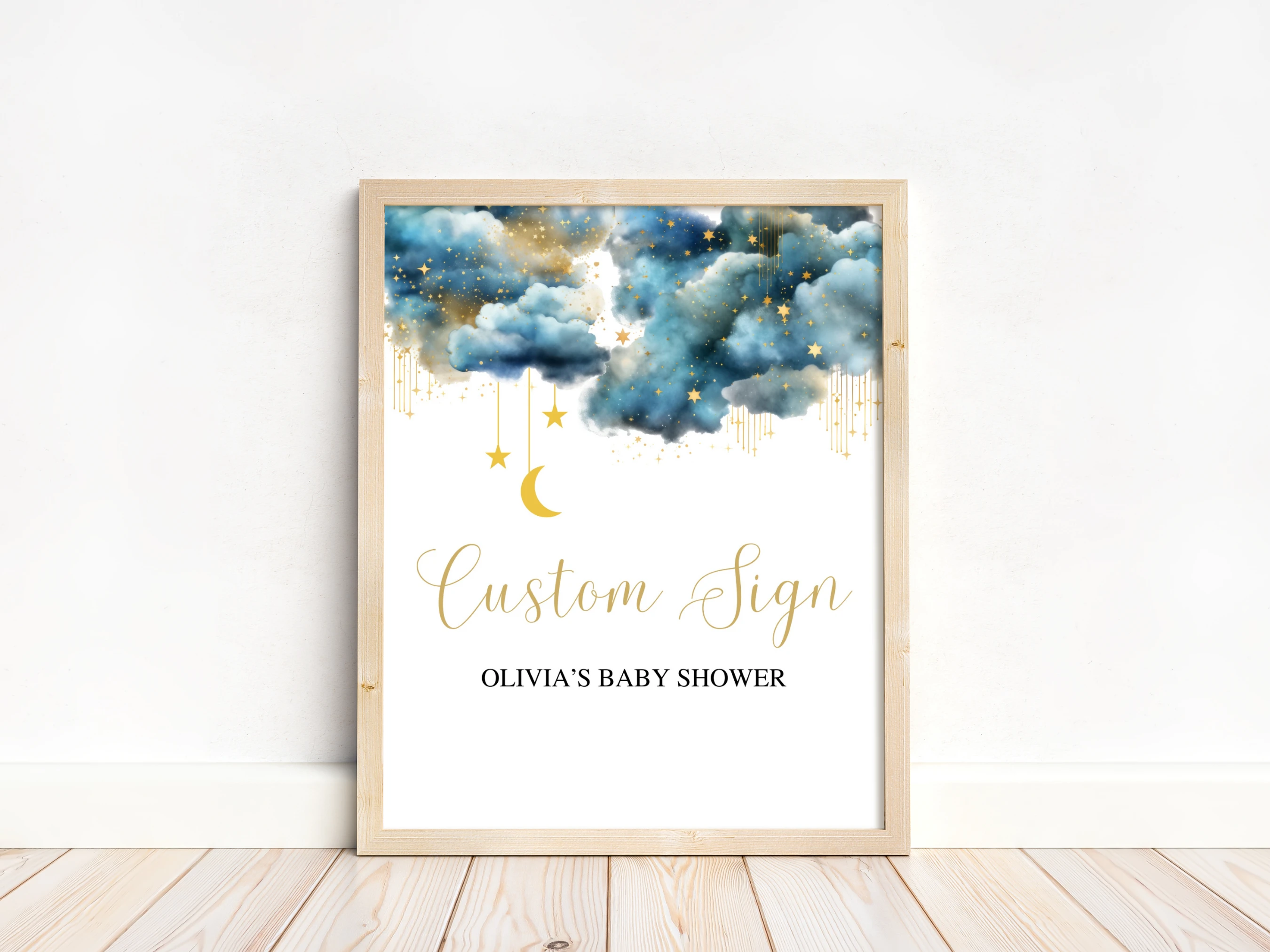 Twinkle Little Star Baby Shower Table Sign | Over The Moon Late Night Diapers | Pacifier Hunt Sign | Editable Canva Template | Digital Download
