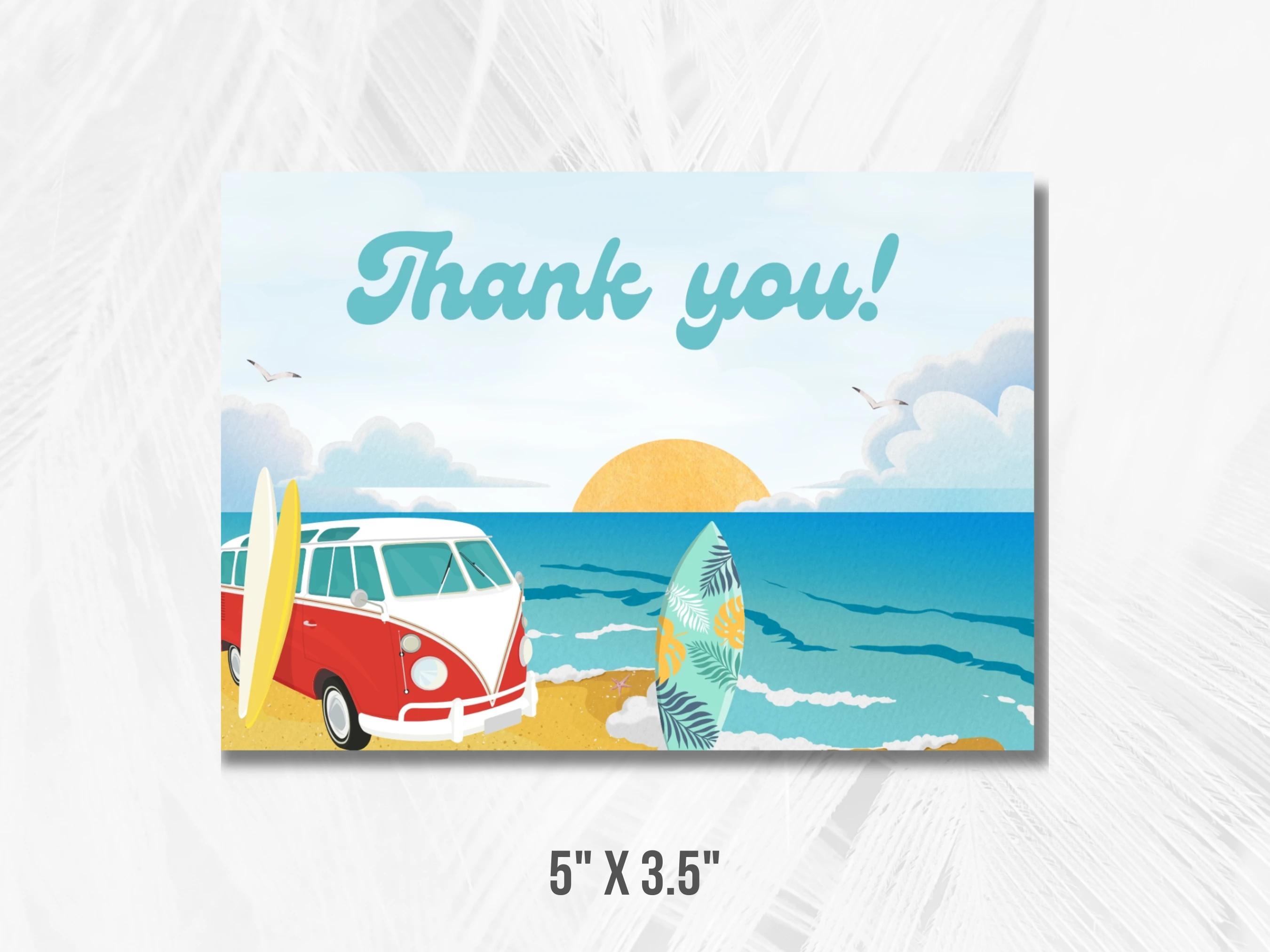 Baby On Board Baby Shower Thank You Card | Surf Ocean Baby Shower Thank You Note | Editable Canva Template | Digital Download